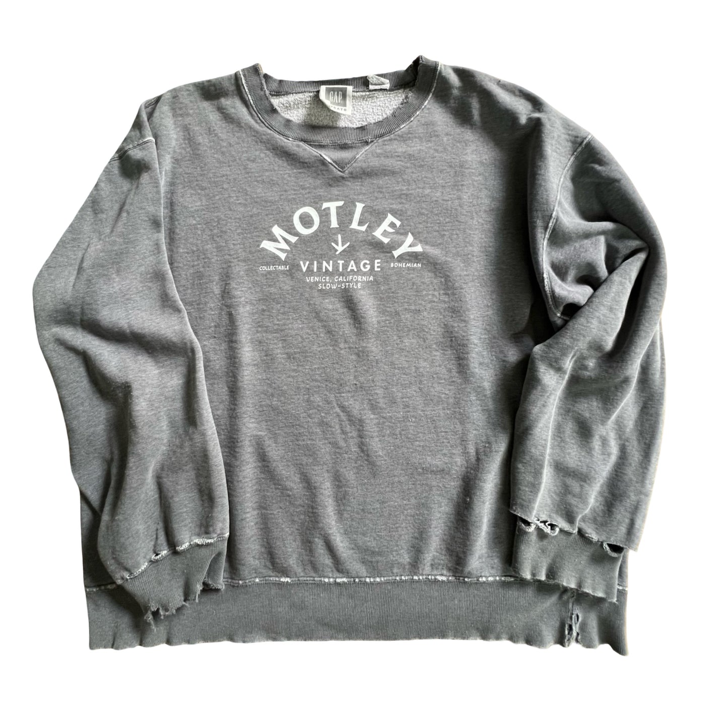 Vintage 80’s Heavily Distressed Gap Sweatshirt w/ MV Logo XL