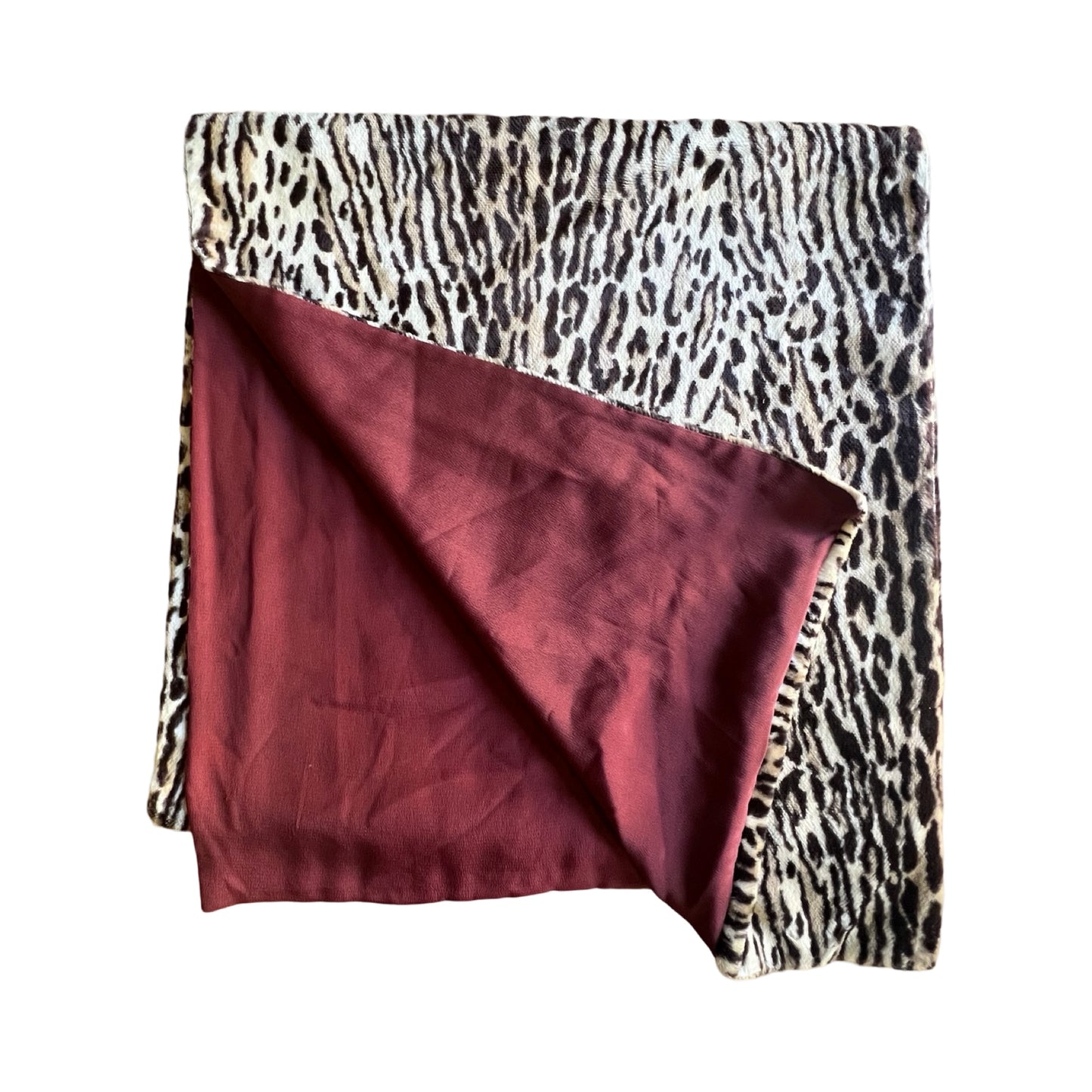 Vintage 60’s Handmade Oversized Velvet & Silk Leopard Print Scarf Shawl