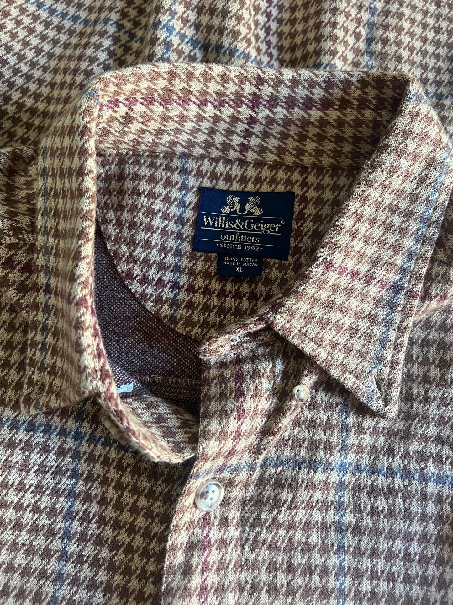 Vintage 90’s Willis & Geiger Oversized Houndstooth Button Down XL