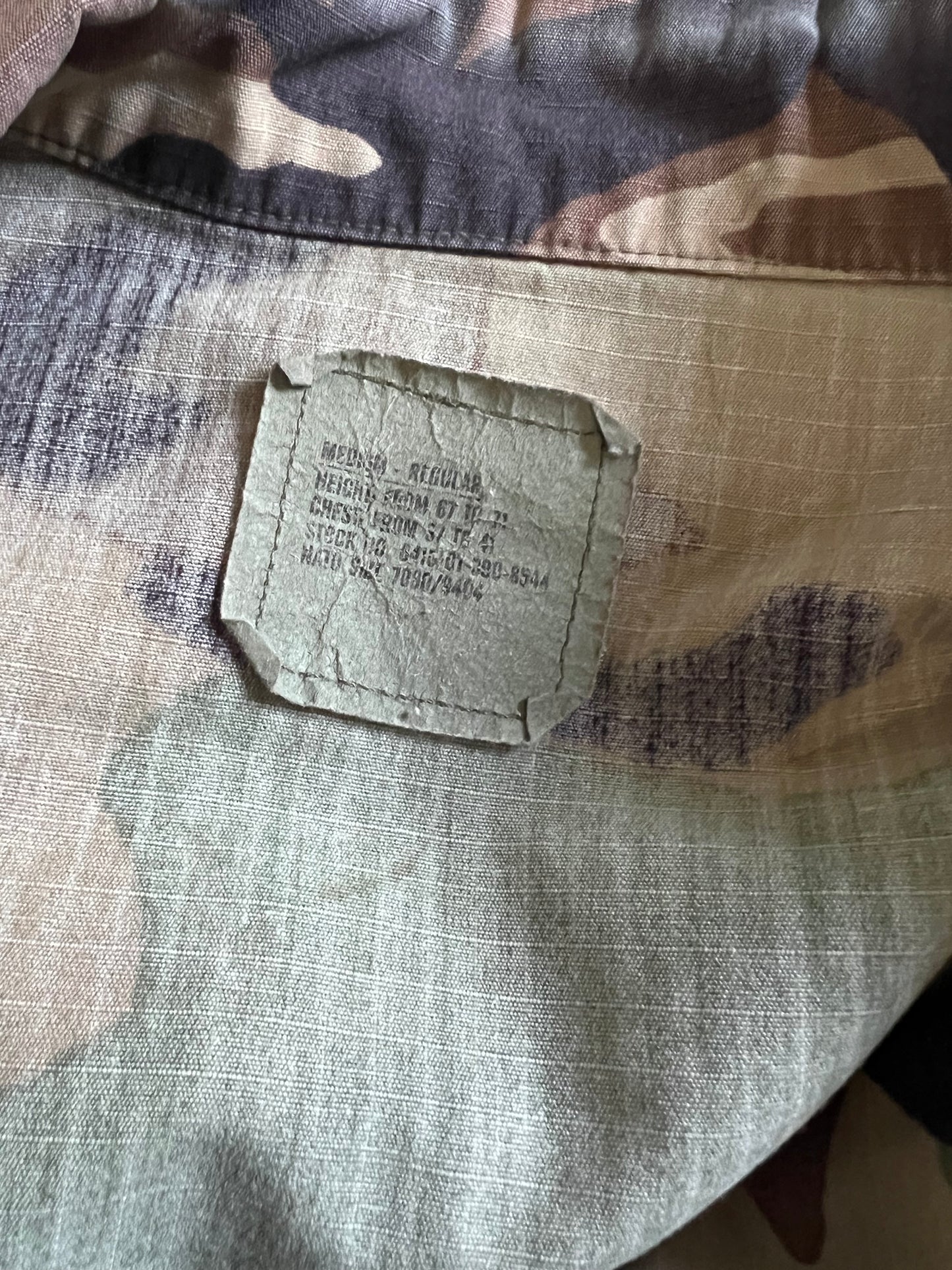 Vintage US Army Camouflage Shirt Jacket Double Elbow Great Fade