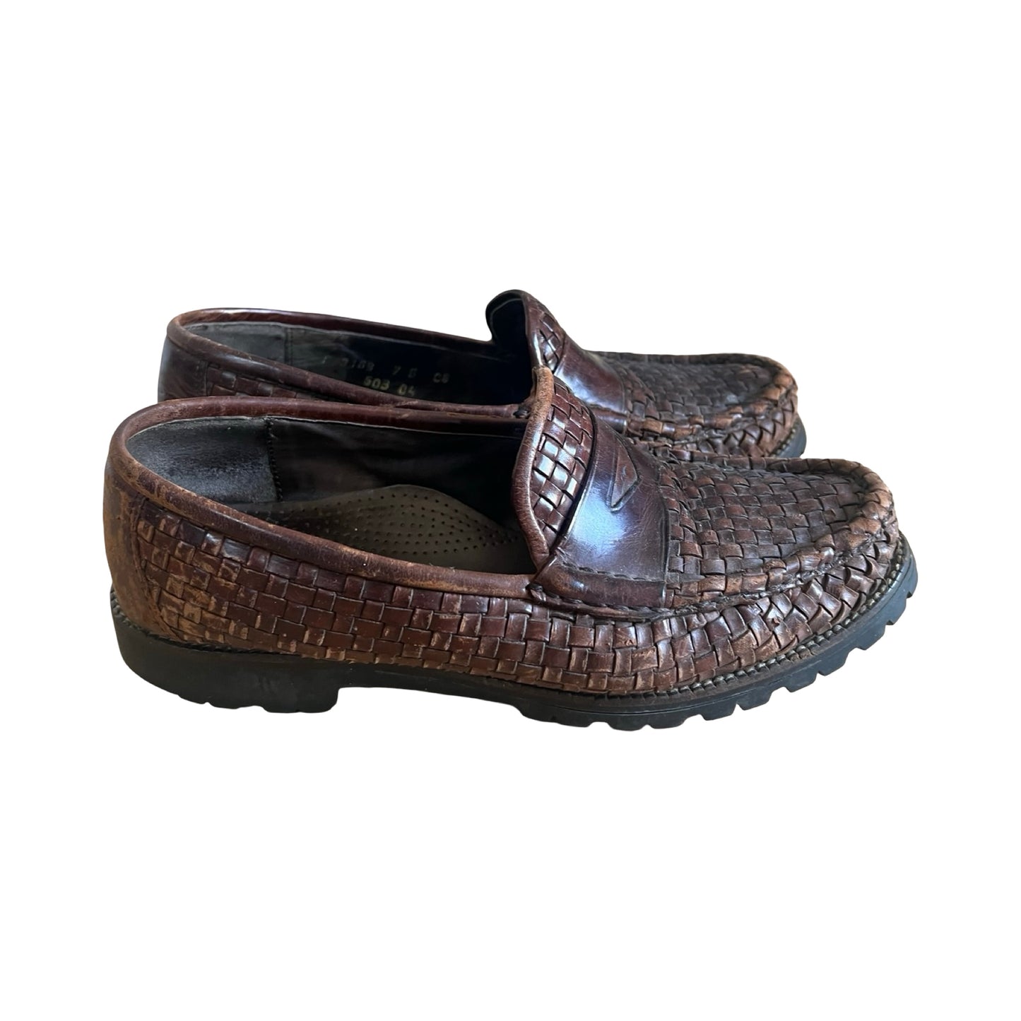Vintage Cole Haan Woven Leather Loafers Worn to Perfection 7