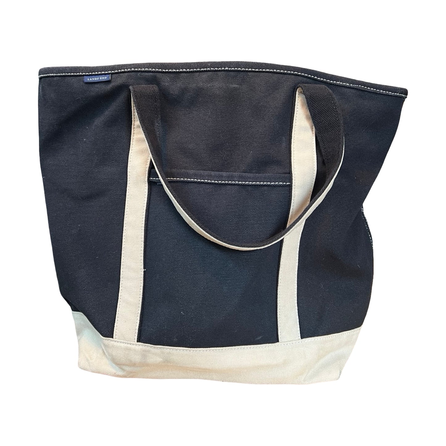 Vintage 80’s/90’s XL Lands End Canvas Tote Black & Cream