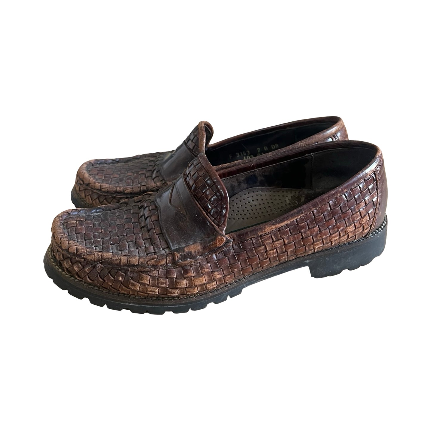 Vintage Cole Haan Woven Leather Loafers Worn to Perfection 7