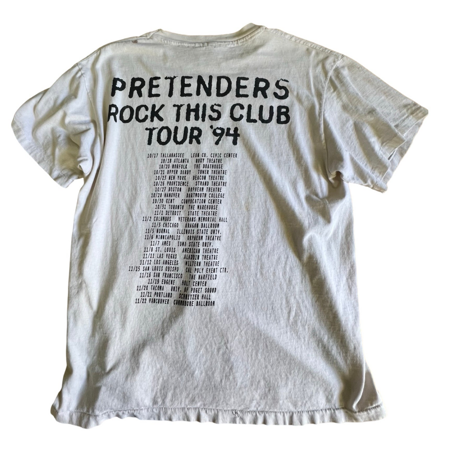 Vintage The Pretenders Rock This Club Tour ‘94 Distressed Single Stitch Tee L