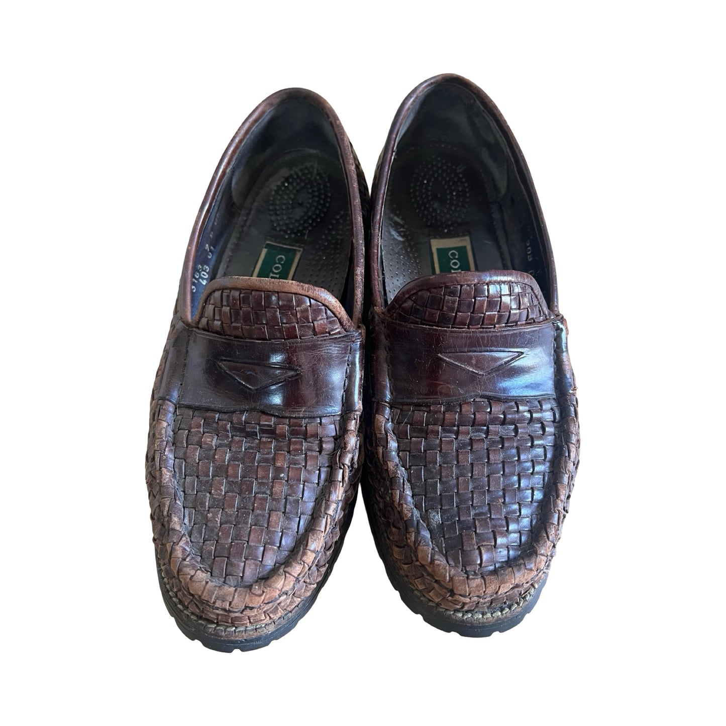 Vintage Cole Haan Woven Leather Loafers Worn to Perfection 7