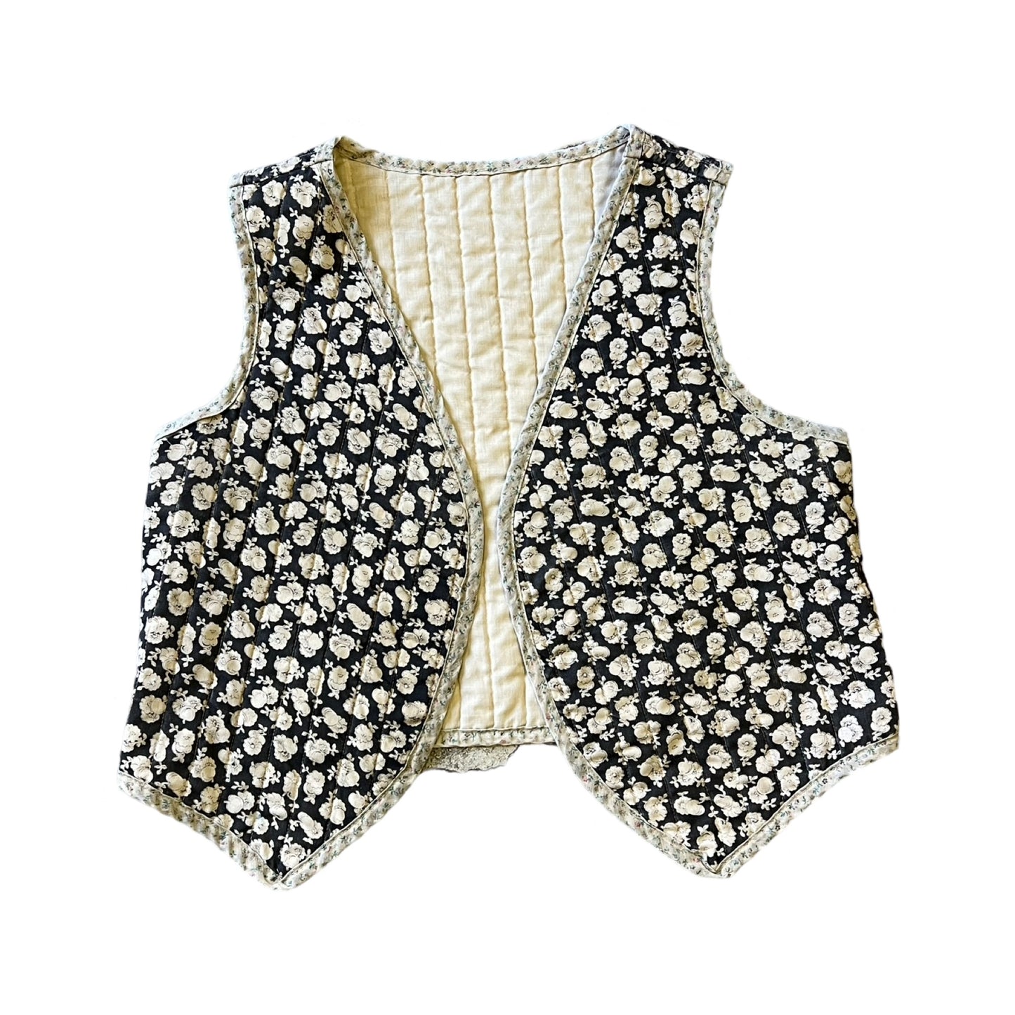 Vintage 70’s Hamdmade India Block Print Cotton Quilted Vest S