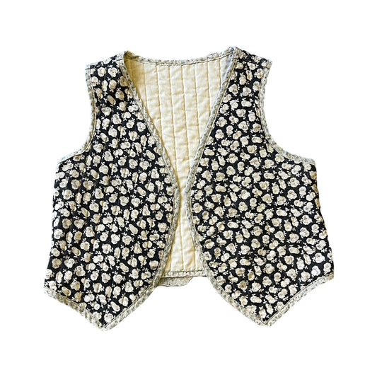 Vintage 70’s Hamdmade India Block Print Cotton Quilted Vest S