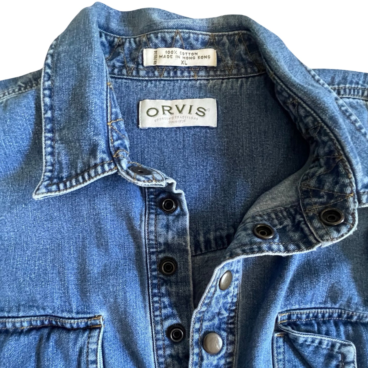 Vintage 80’s Orvis Denim Pullover Shirt XL