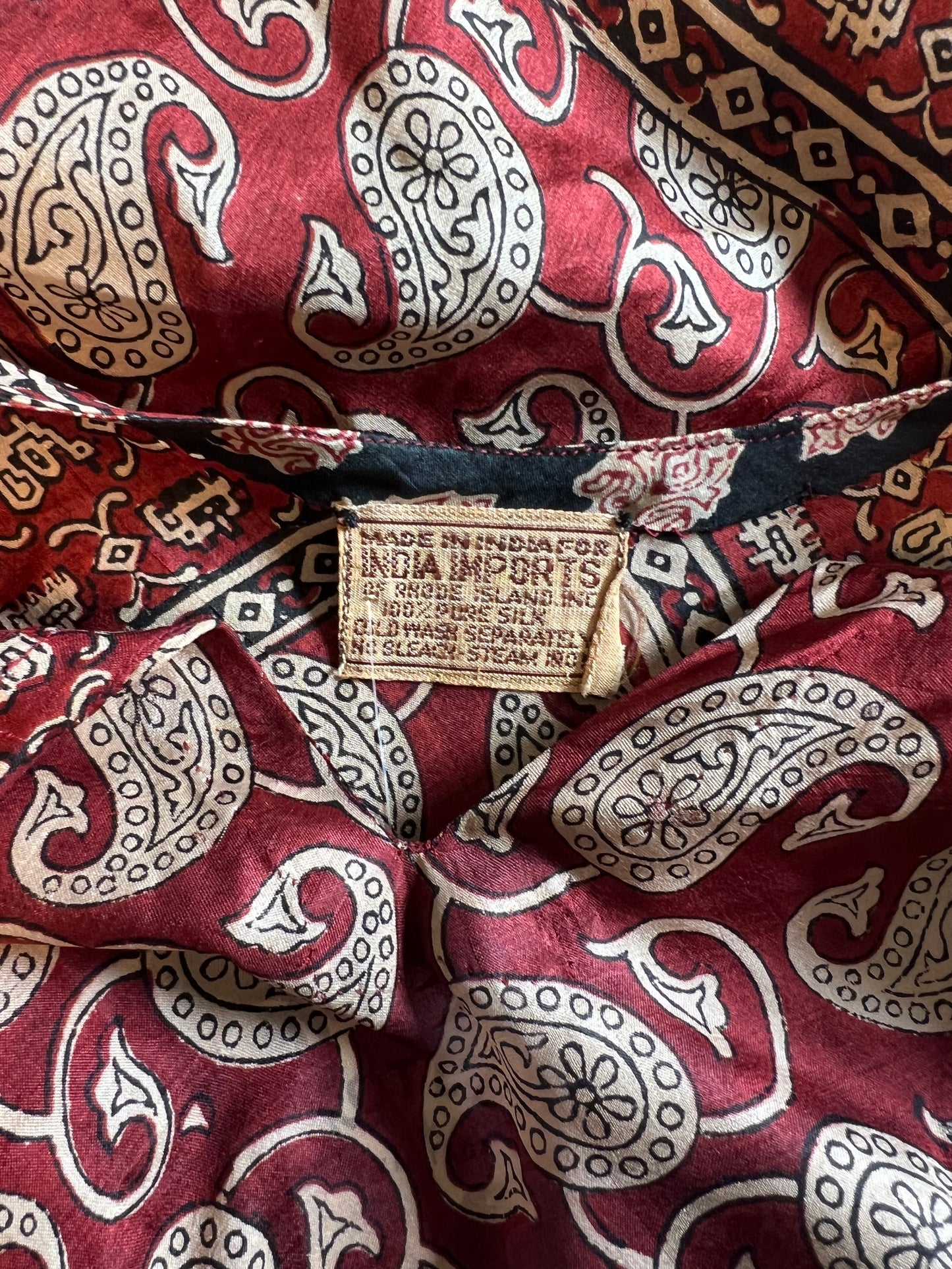 Very Rare Collectible India Imports of Rhode Island 70’s Silk Block Print Dress
