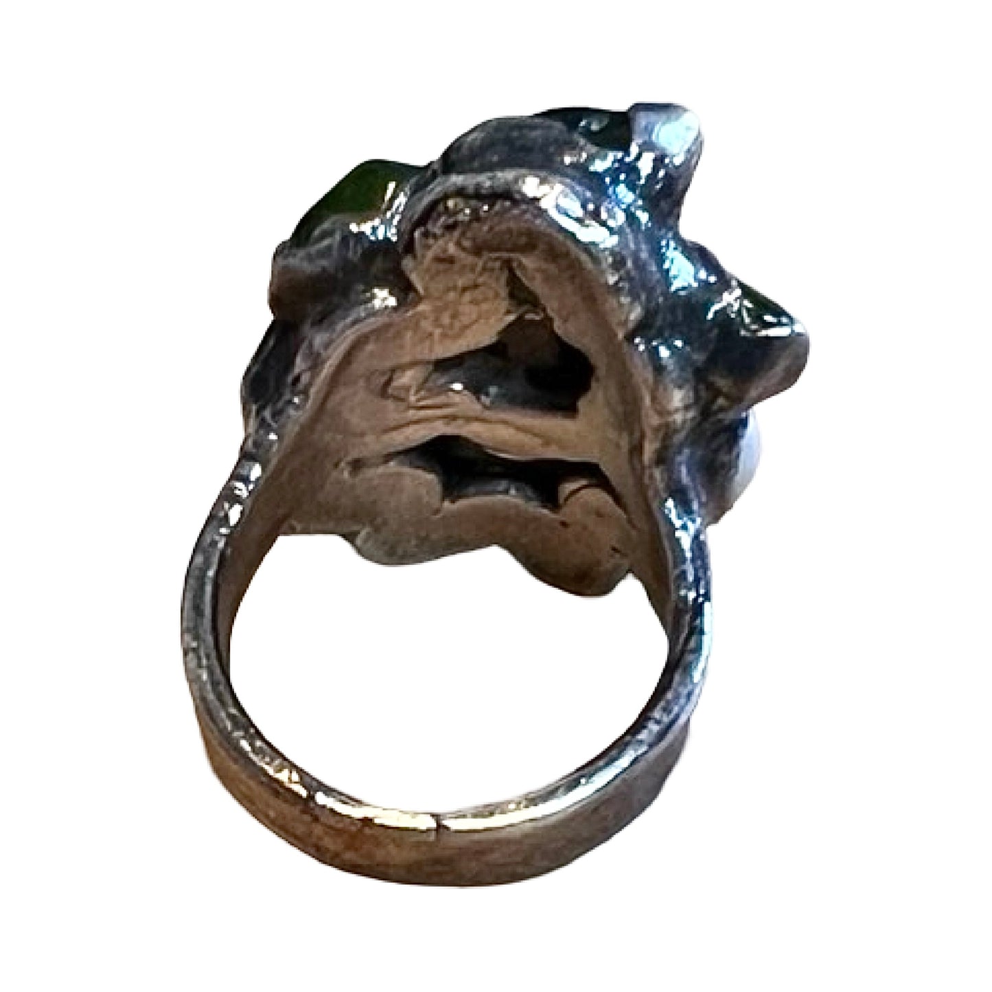 Vintage Modernist Turquoise Peridot Pearl Freeform Ring 7