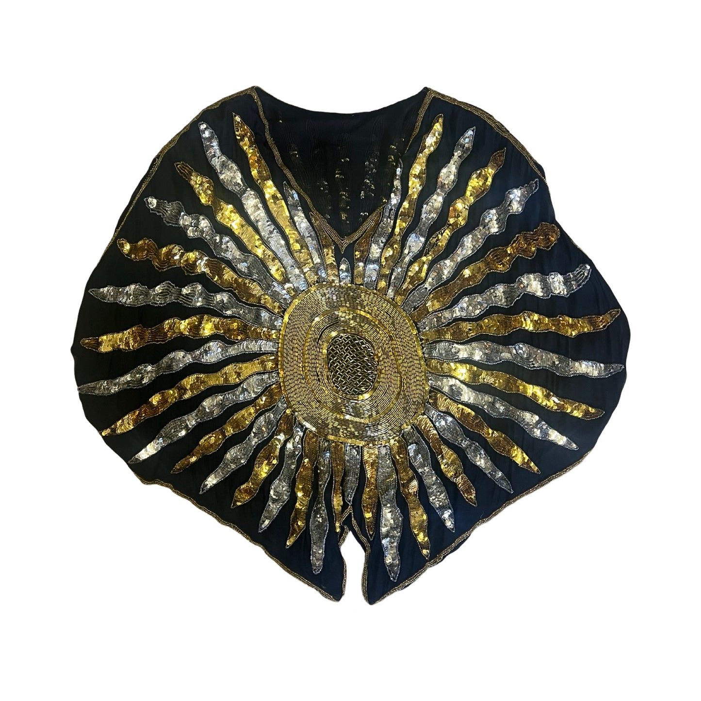 Vintage Sunburst Starburst Silk Lined Sequin Top One Size
