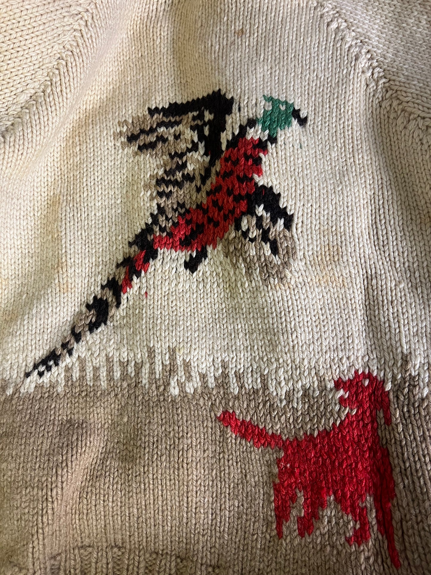 Vintage 50’s/60’s Pheasant Hunter Cowichan Cardigan Zip Front Sweater XL