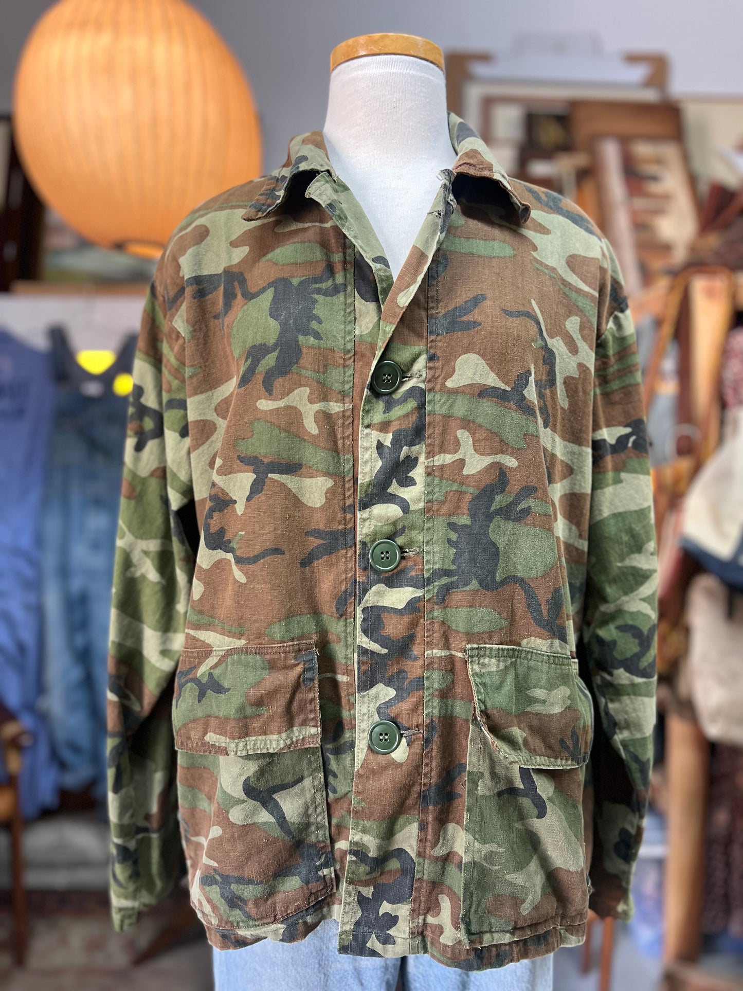 Vintage 1960’s Chief Camo Shirt Jacket Beautiful Fade Made In USA XL