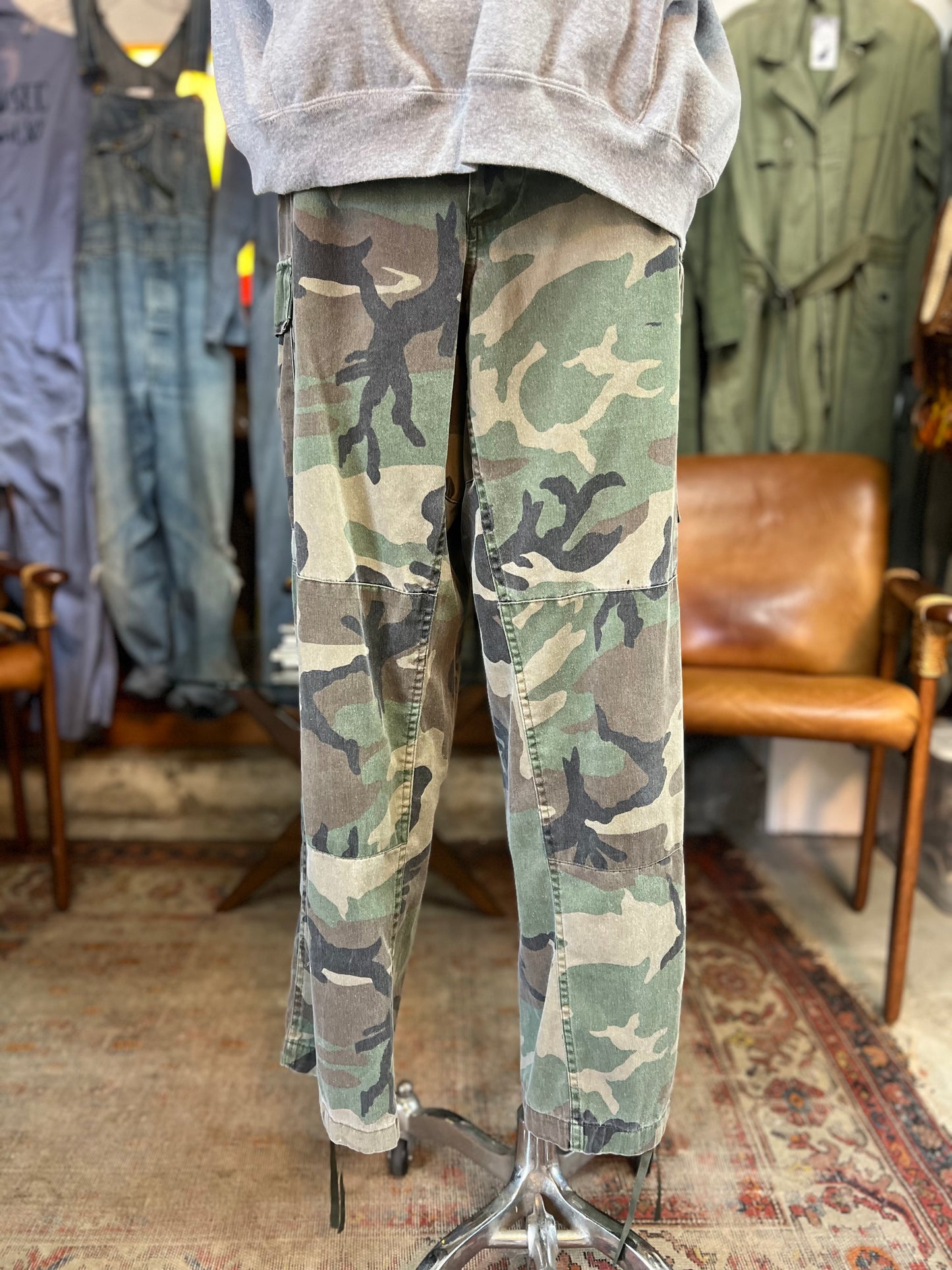 Vintage Faded Camouflage Double Knee Cargo Pants 35