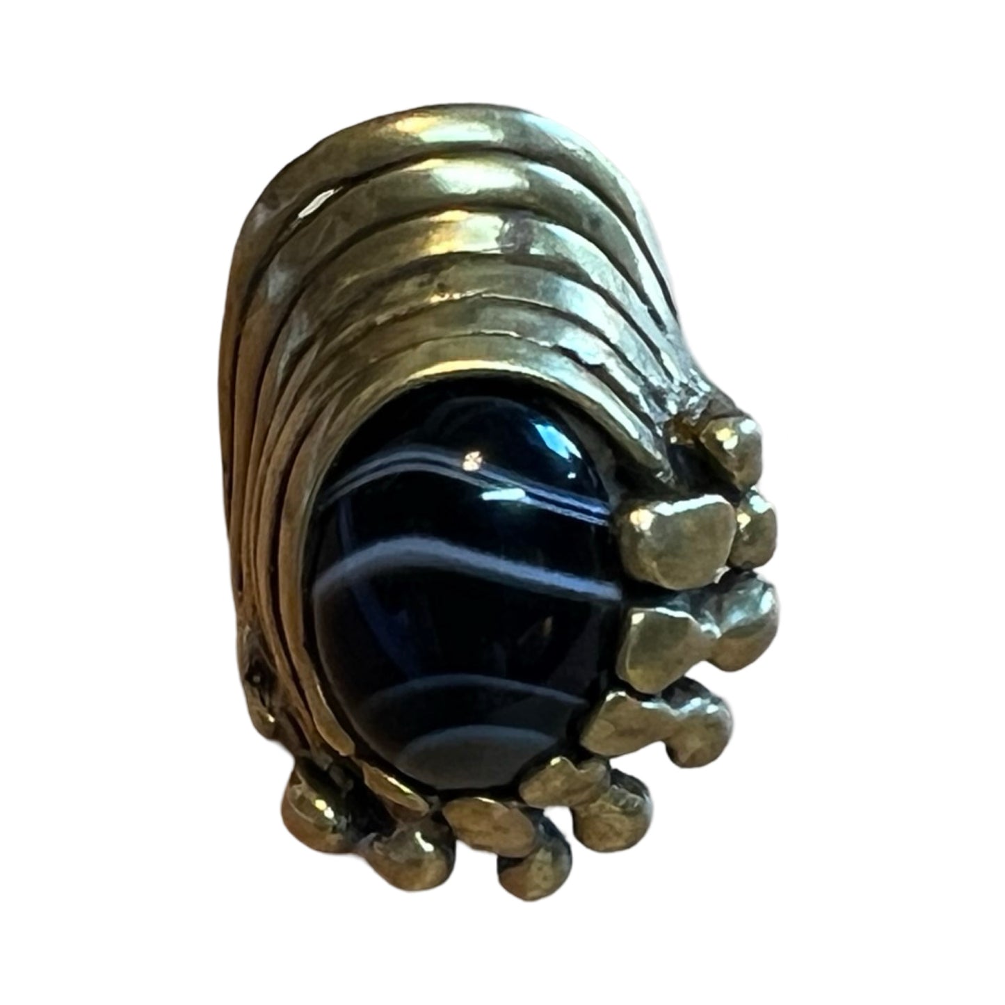 Vintage 60’s Modernist Brass Onyx Ring 6