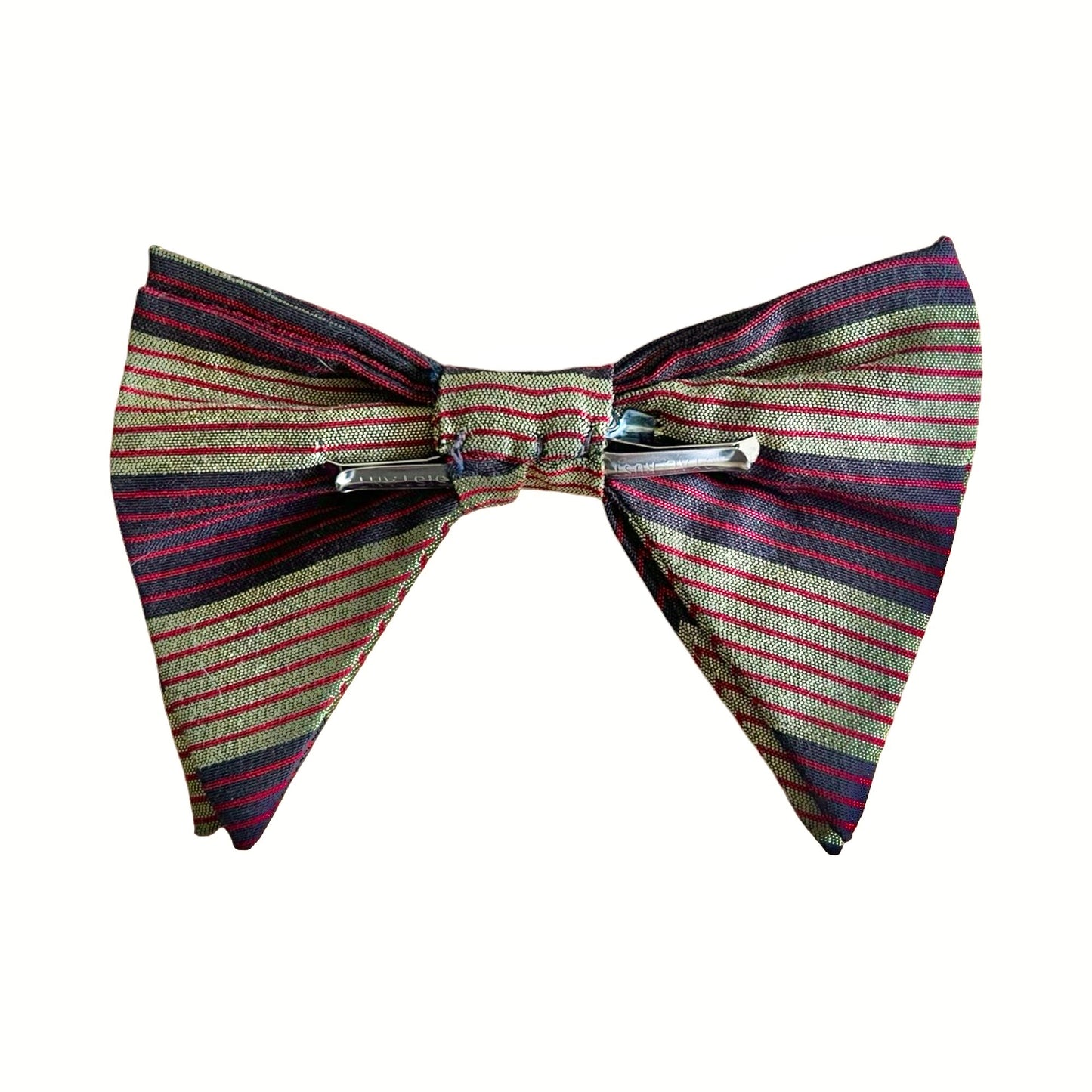 Vintage 70’s Striped Clip On Bow Tie