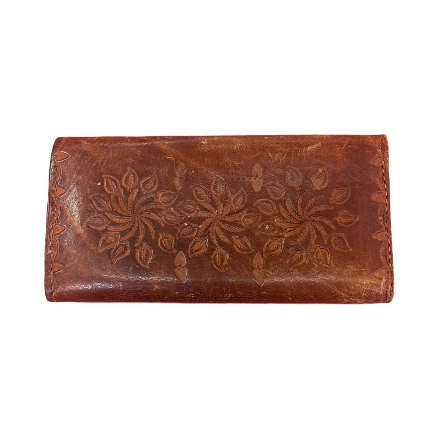 Vintage 70’s Hand Tooled Leather Wallet Floral & Horse Motif