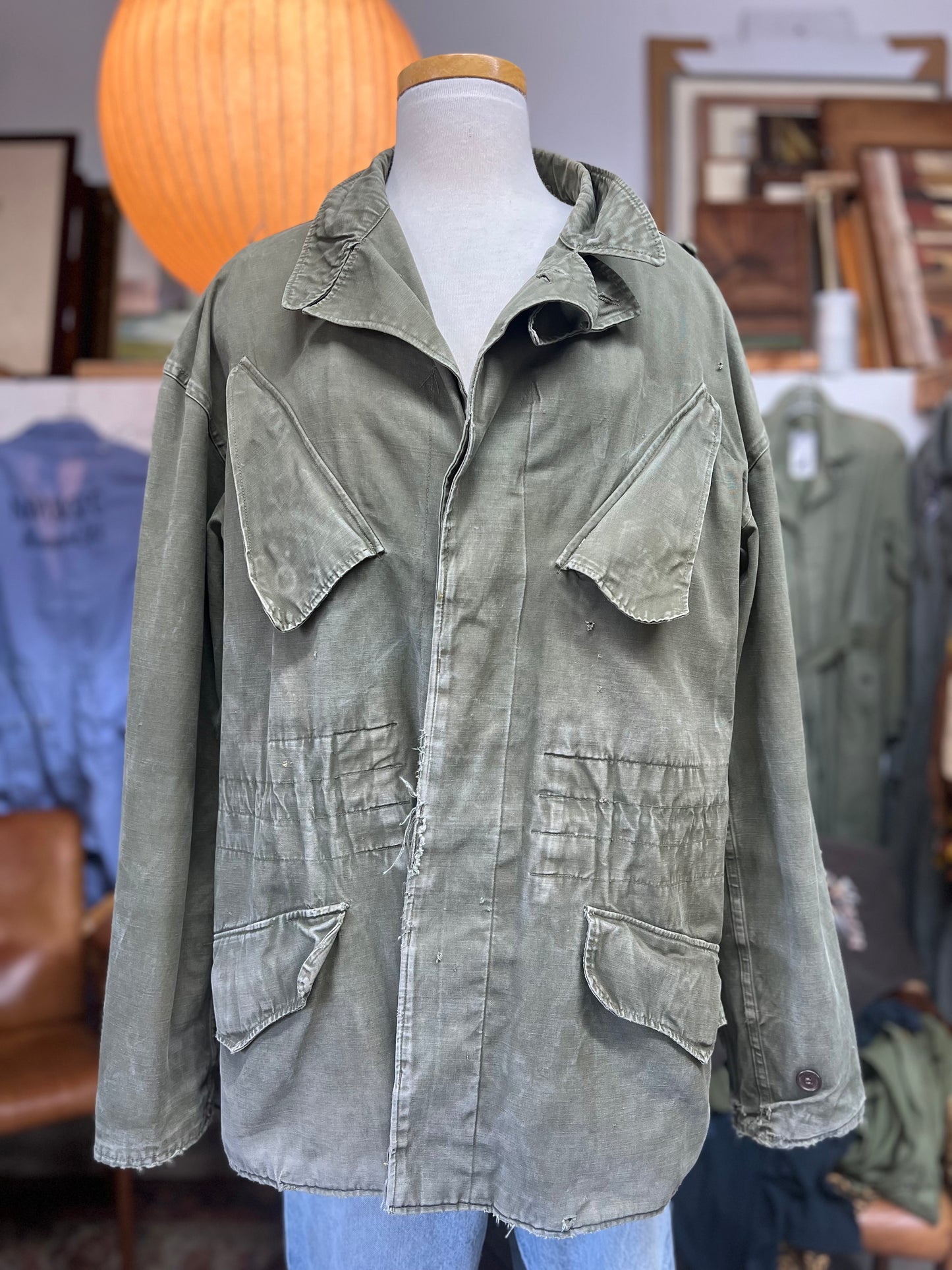 Incredible Rare 1950’s Vintage Distressed Army Jacket XL