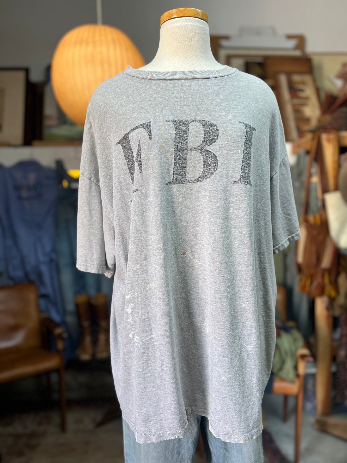 Vintage Distressed FBI Oversized Tee XXL