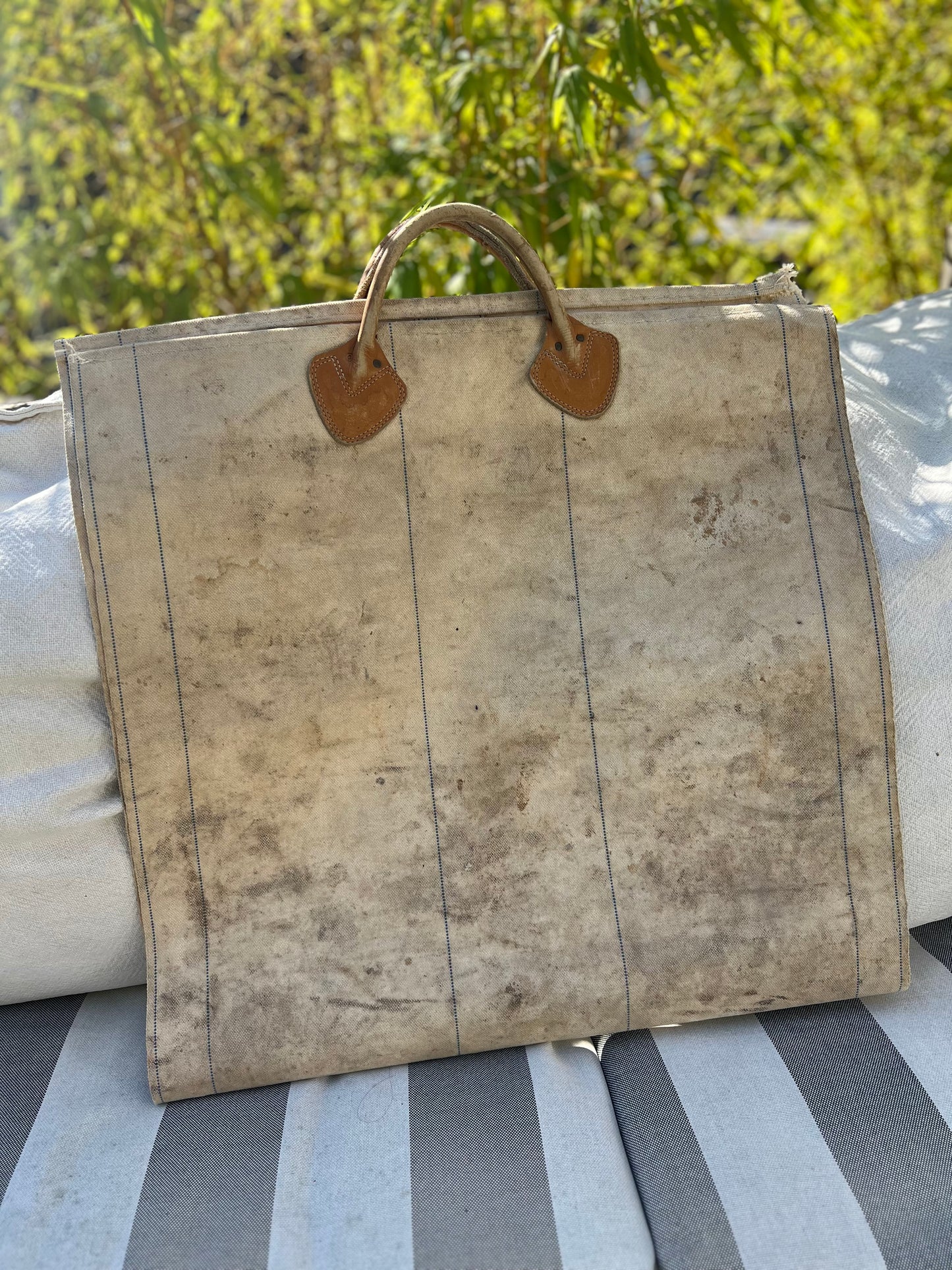 Vintage 1980’s LL Bean Firewood Carrier Tote Leather Handles