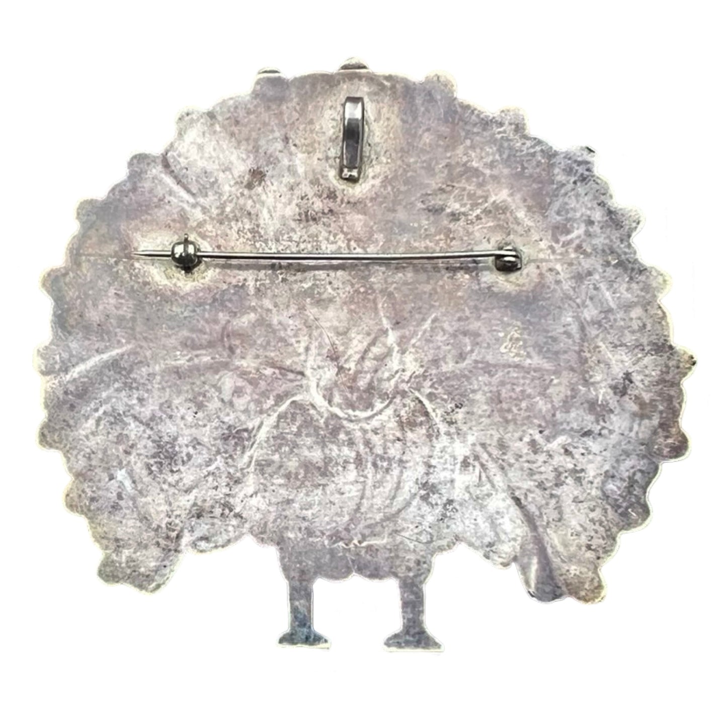 Stunning Vintage Navajo Sterling Silver Abalone MoP Turquoise Peacock Brooch/Pendant
