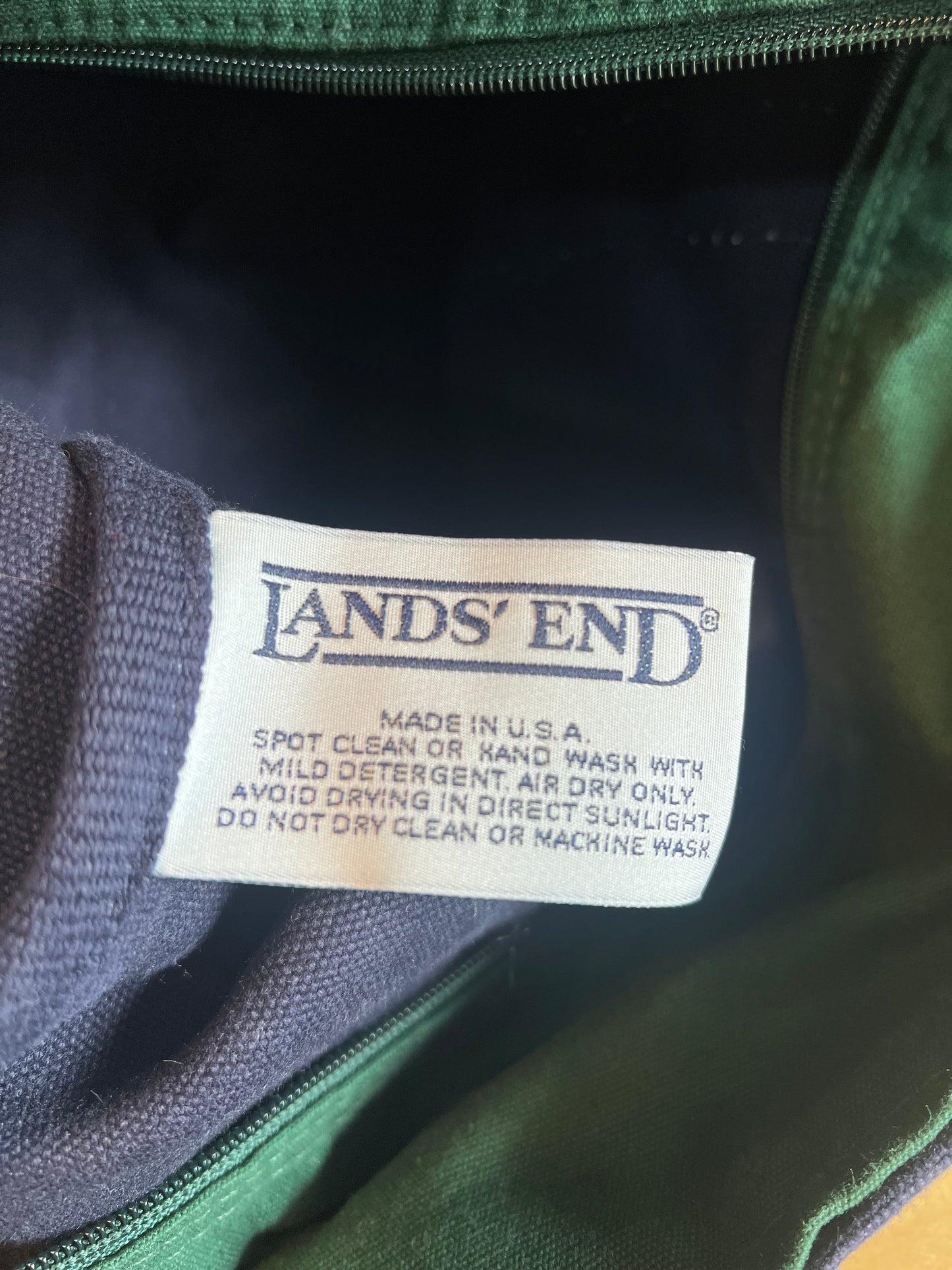 Vintage Lands End Canvas Zip Top Tote