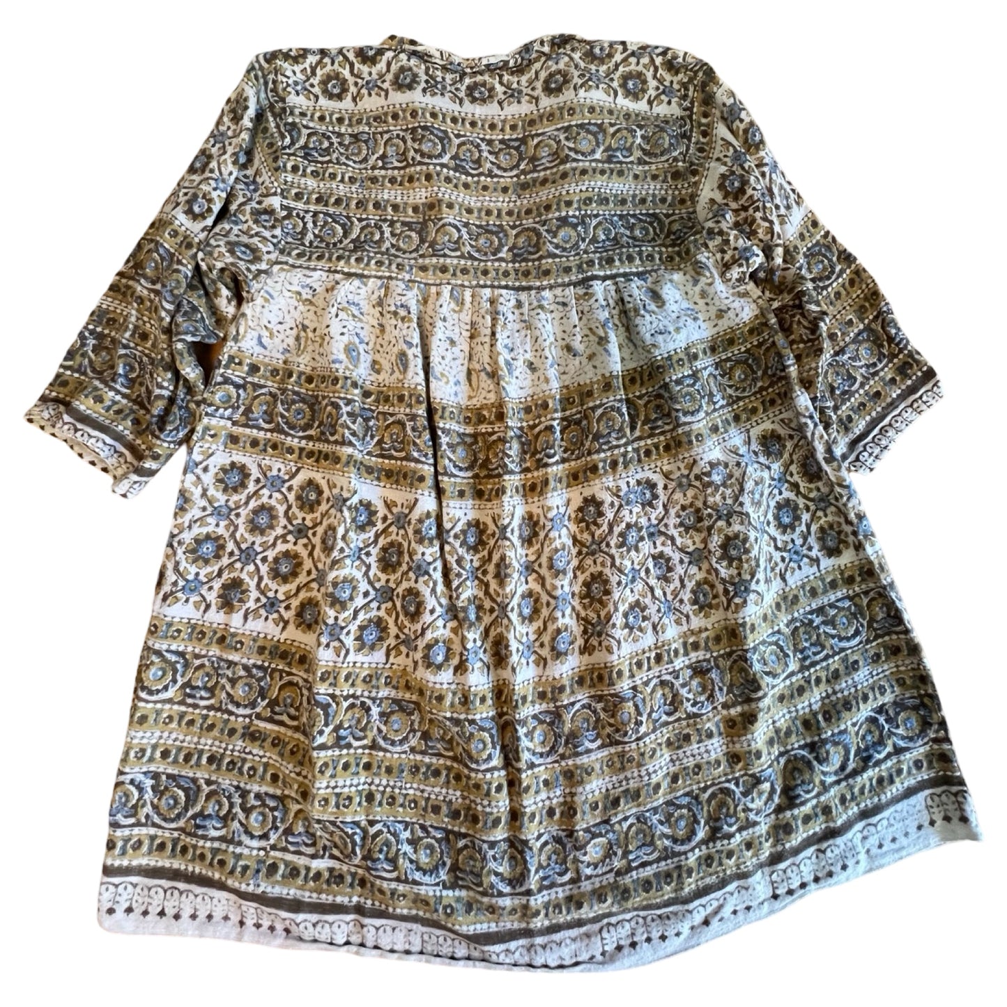 Vintage Handmade Cotton Gauze 3/4 Sleeve Bohemian Tunic