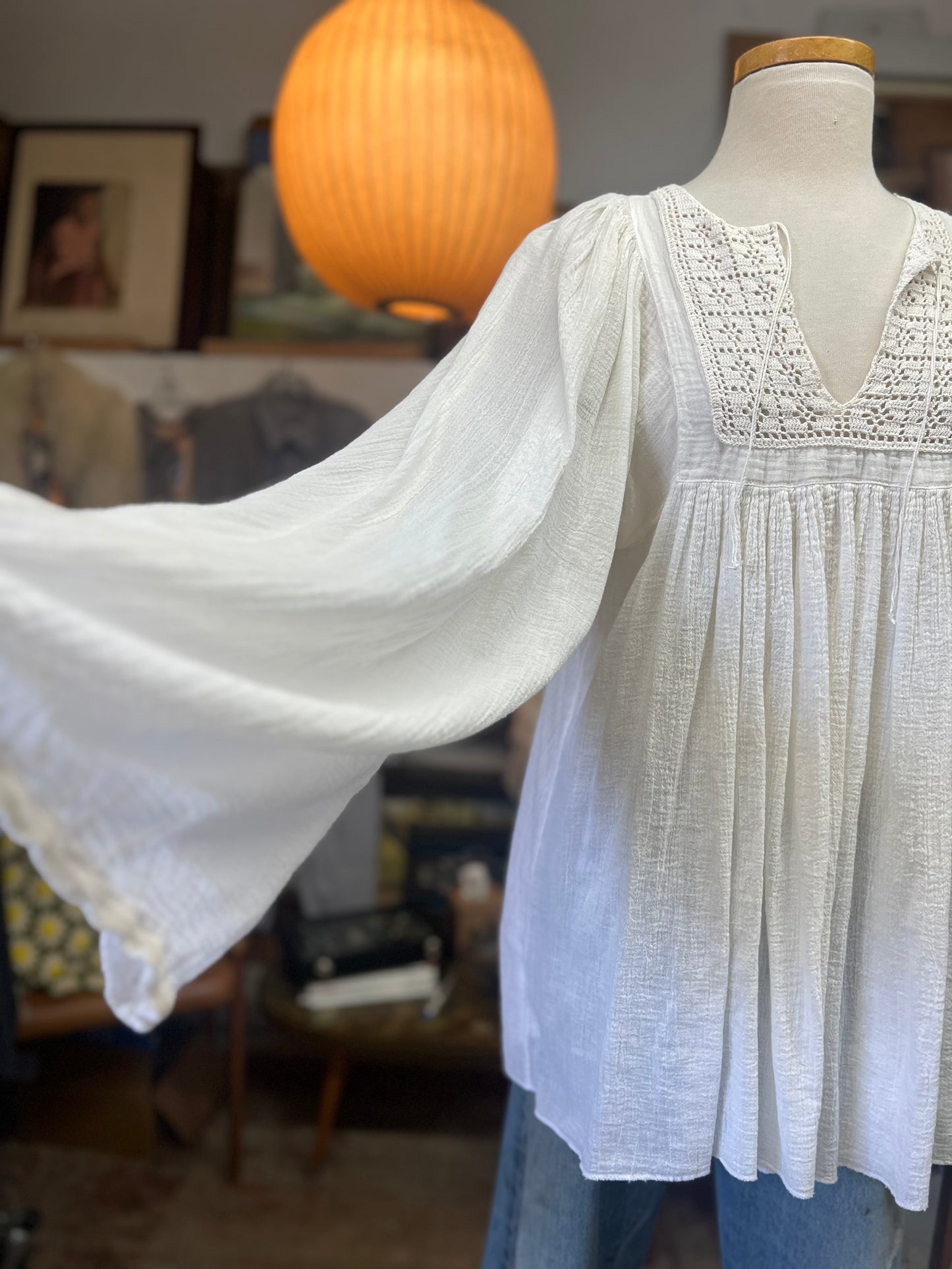 Rare Vintage 70’s Sheer Goddess Gauze Blouse L