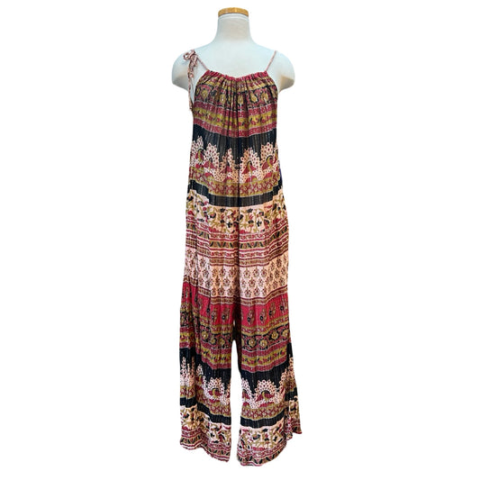 Rare Handmade Vintage India Block Print Jumpsuit w/ Pockets Free Size