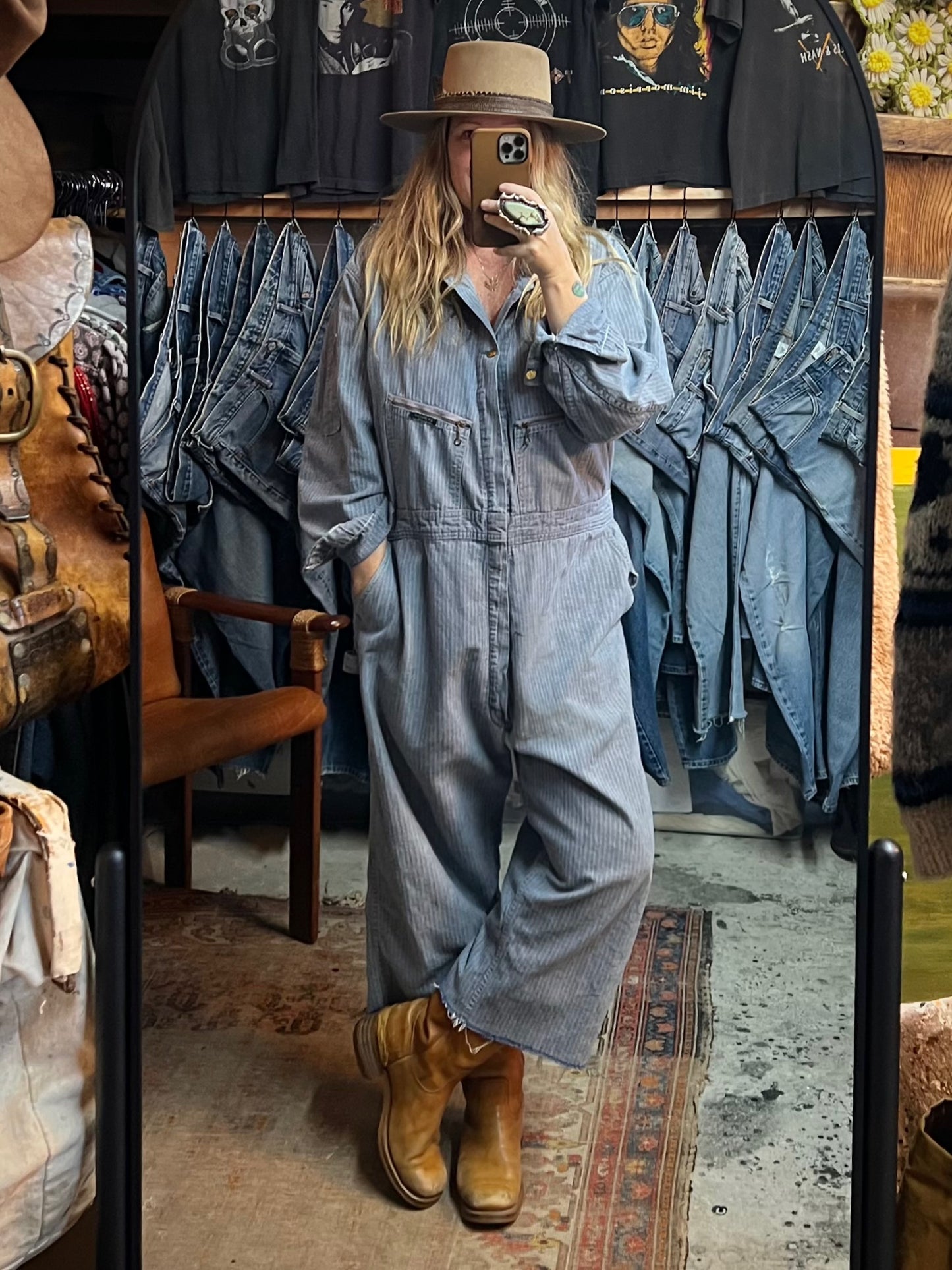 Vintage Key Imperial 1950’s Herringbone Twill Denim Jumpsuit 48R
