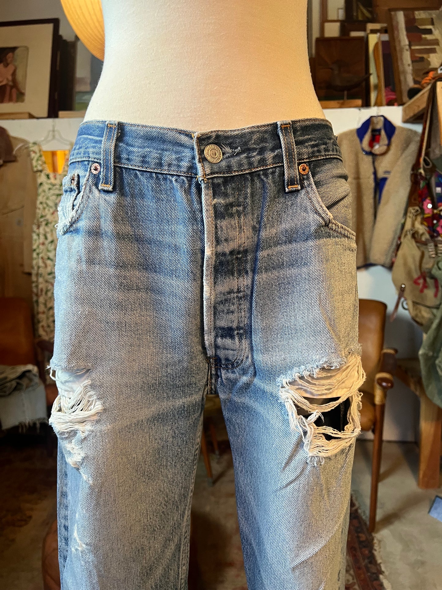 Vintage Distressed Levi’s Button Fly 501’s 34 X 28.5
