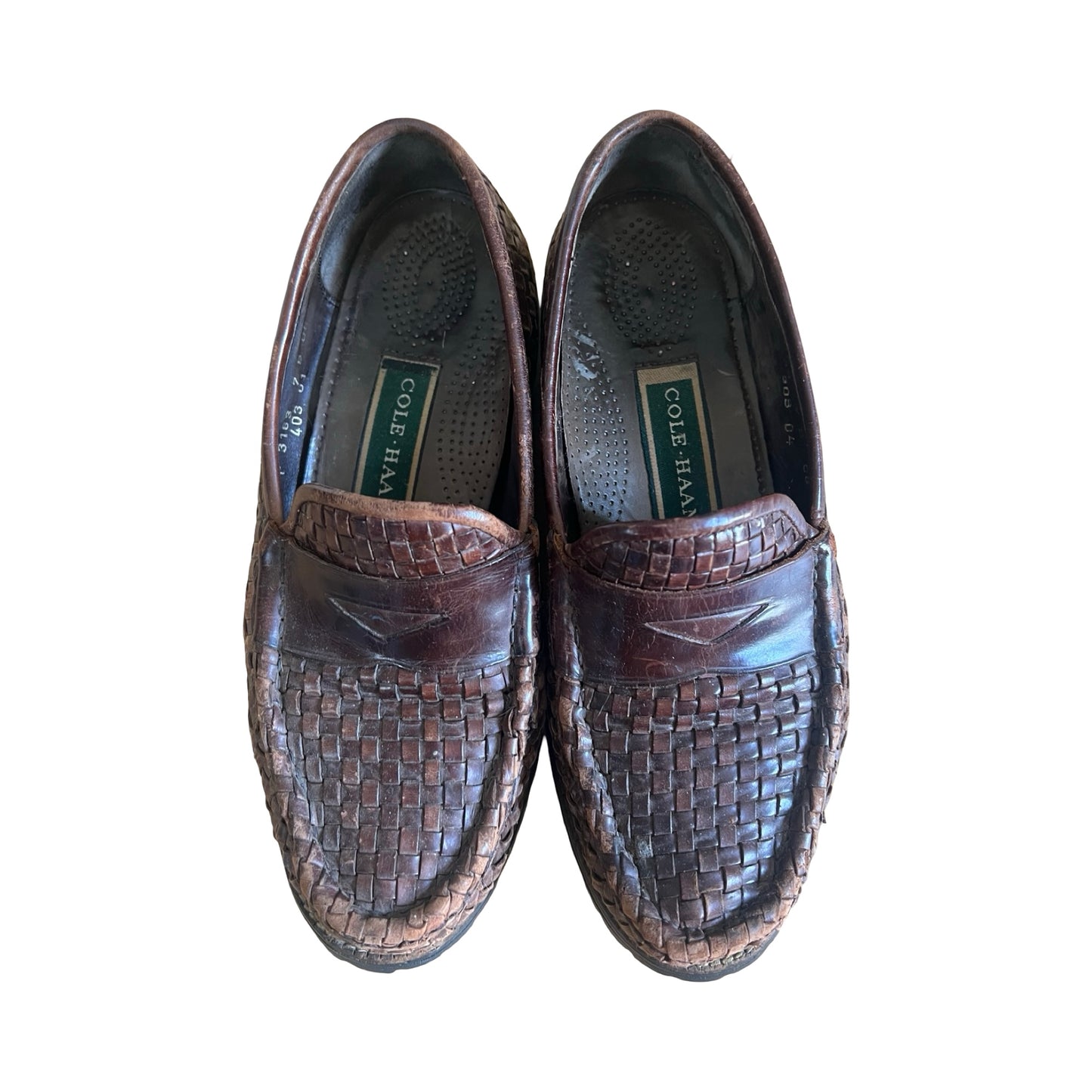 Vintage Cole Haan Woven Leather Loafers Worn to Perfection 7
