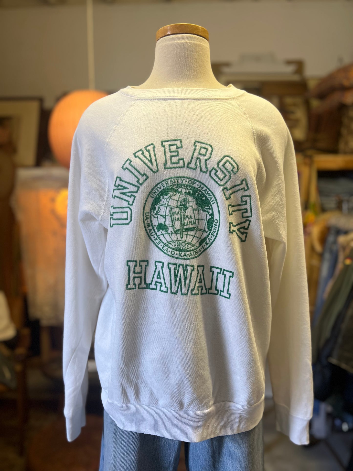 Vintage 80’s University Of Hawaii Raglan Sweatshirt Soft Thin Worn To Perfection L