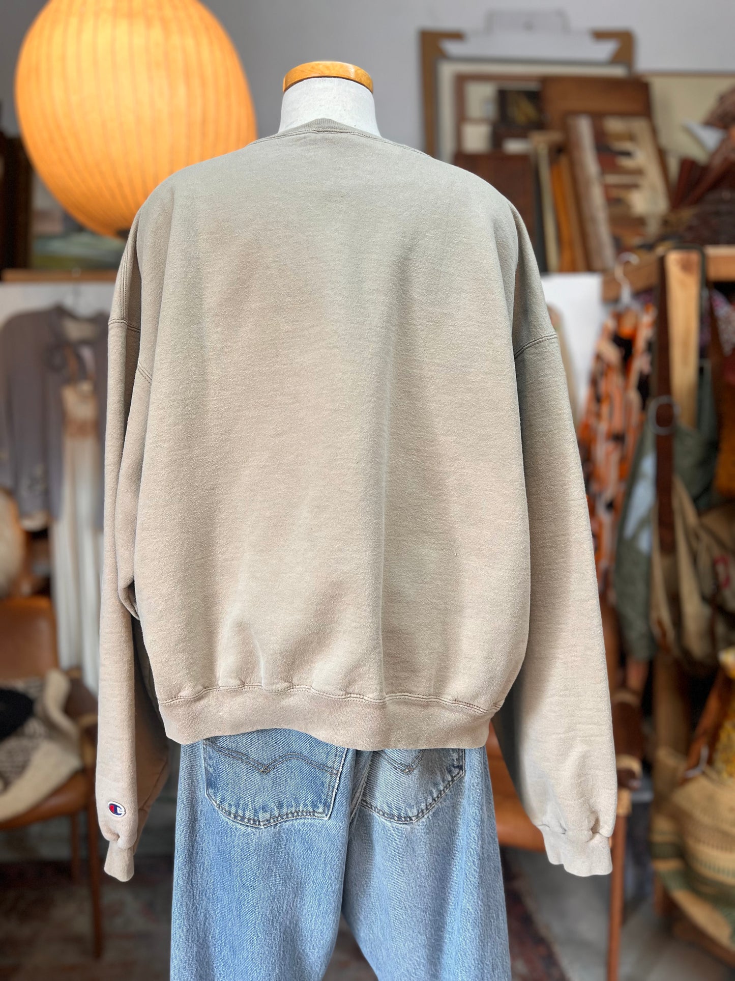 Vintage Tan Yankees Champion Sweatshirt Boxy Fit 2XL