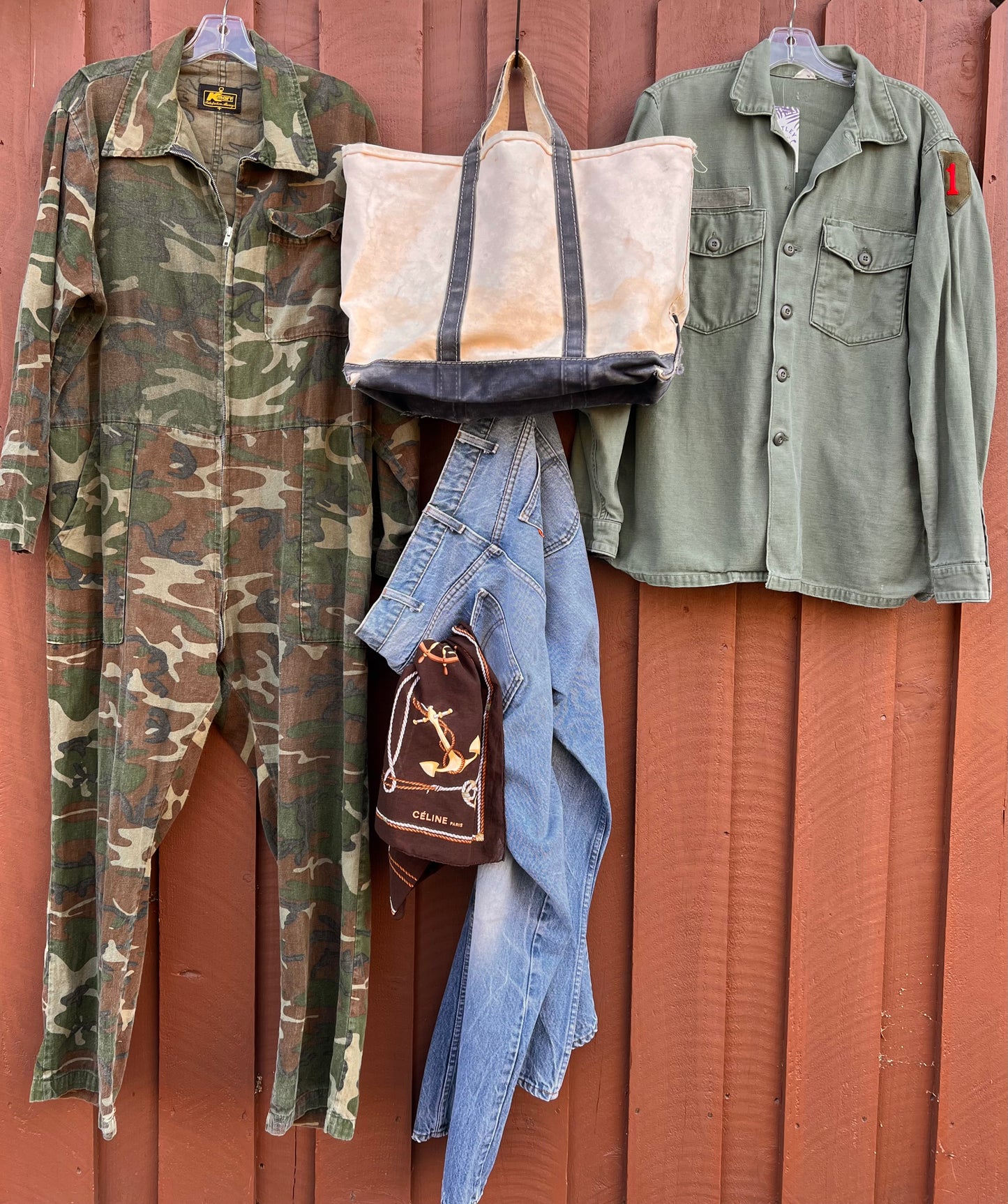 Vintage 1970’s Oversized KMart Zip Front Camo Jumpsuit XL/XXL