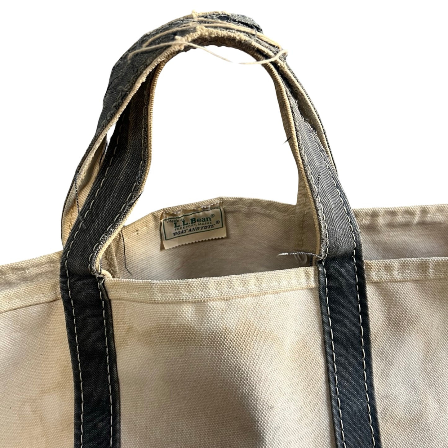 Rare Vintage 70’s/80’s Sawtooth Label Heavily Distressed LL Bean Faded Navy Boat & Tote Bag