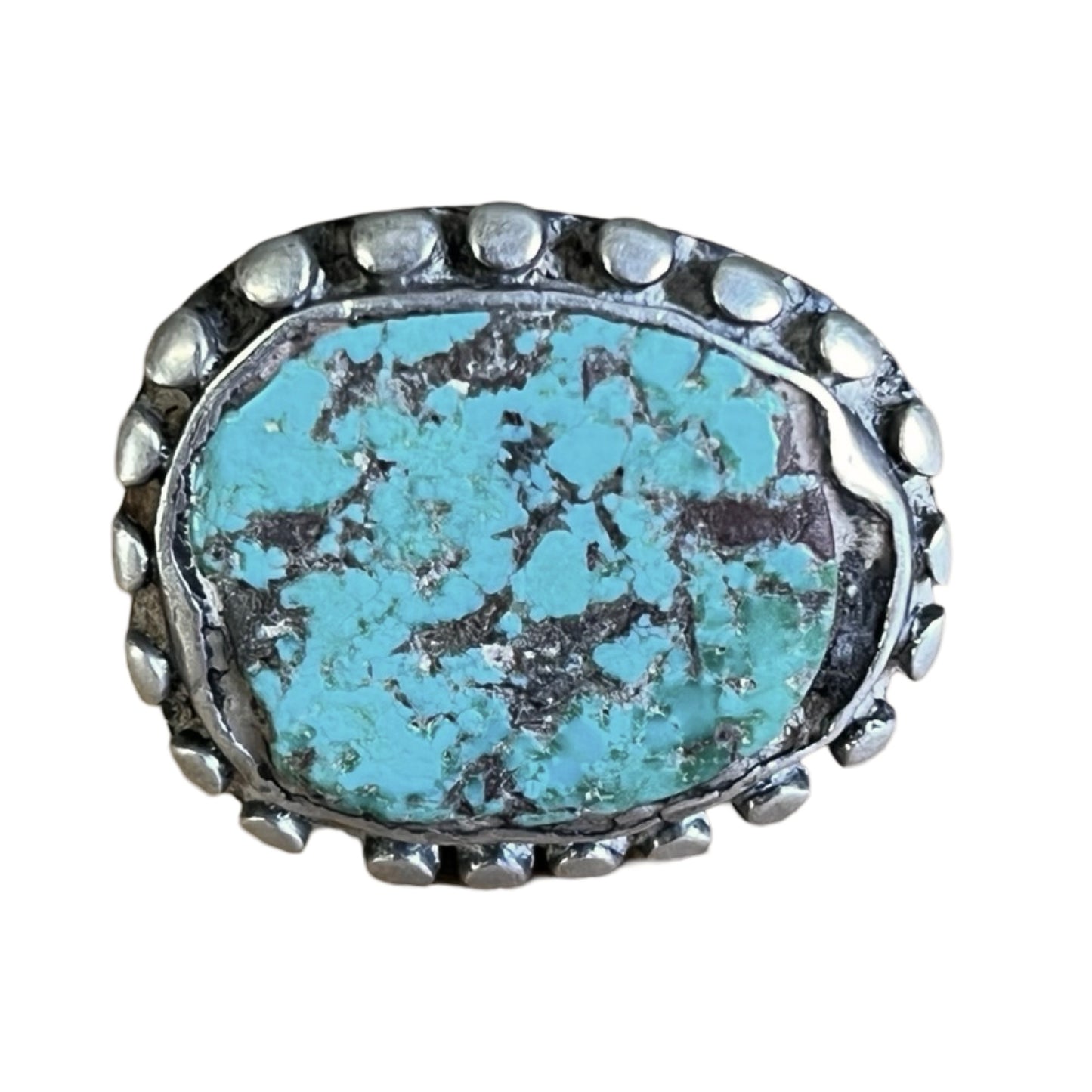 Vintage Navajo Sterling Silver Nautral Turquoise Ring Size 8.5