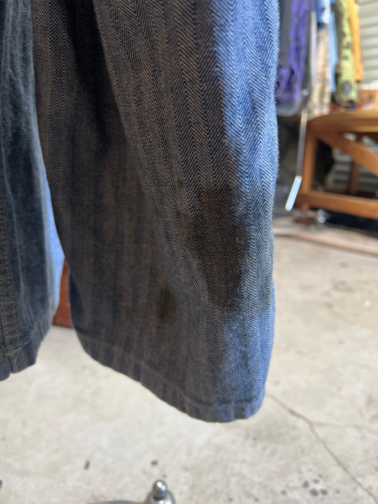 Vintage Distressed 1950’s Herringbone Twill Denim Jumpsuit 42L