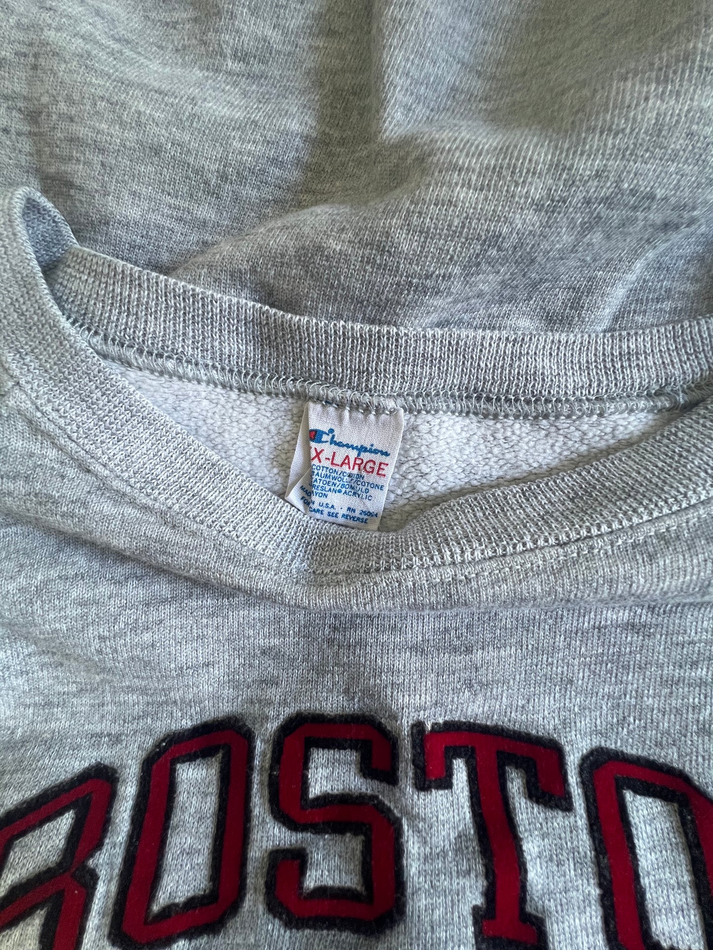 Vintage 80’s Champion Flocked Raglan Sweatshirt Boston University XXL