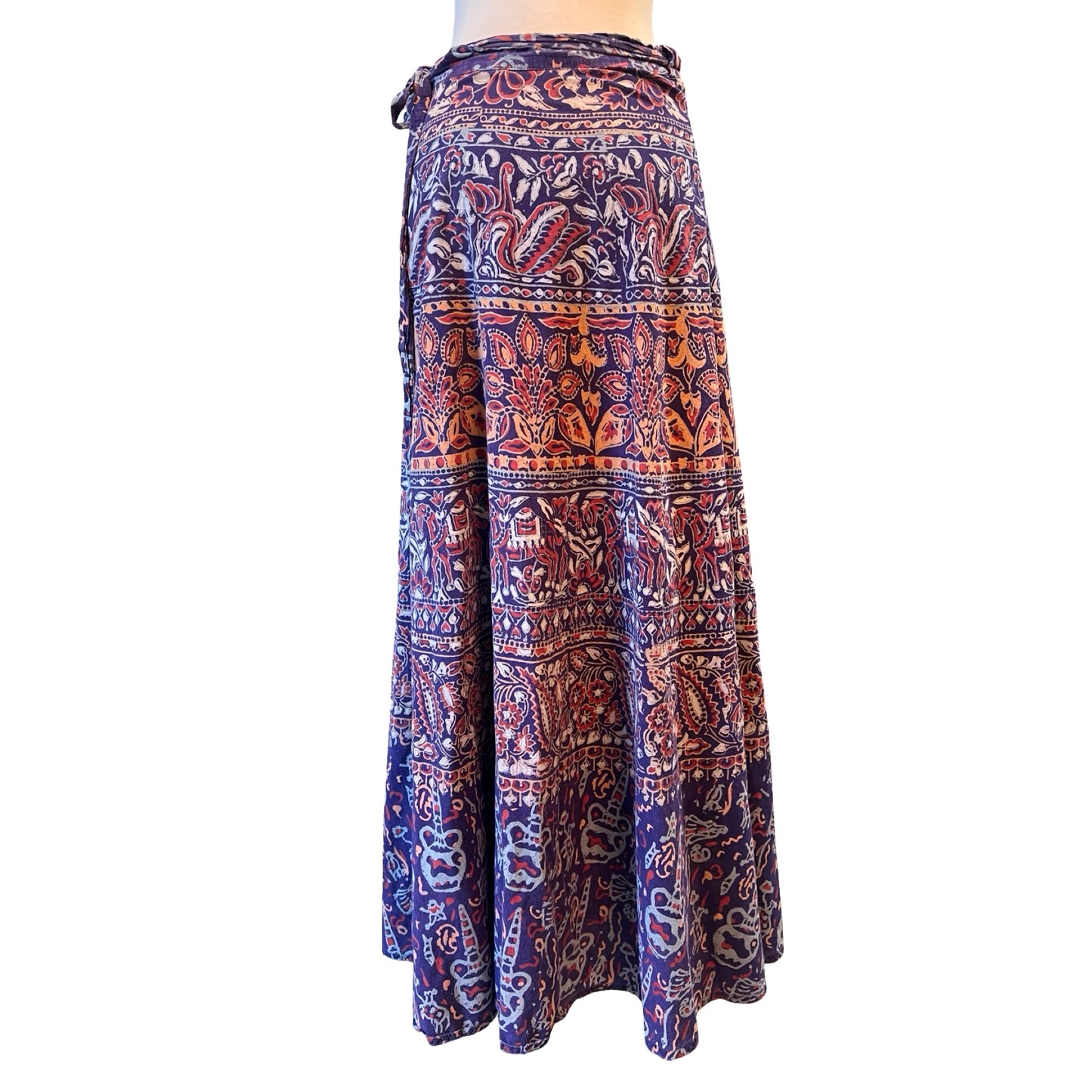 Vintage Geeta Batik Print Maxi Wrap Skirt O/S