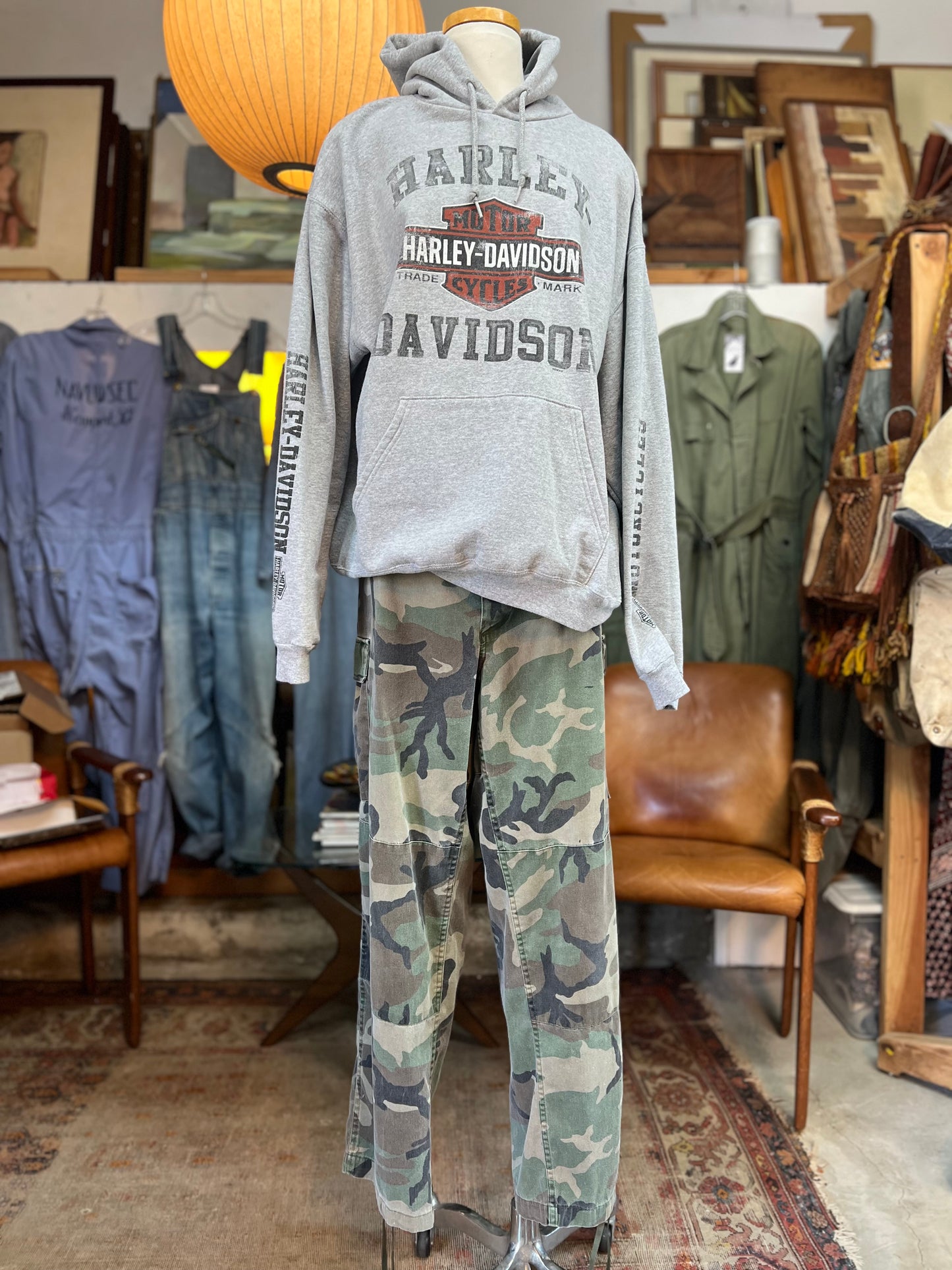 Vintage Faded Camouflage Double Knee Cargo Pants 35