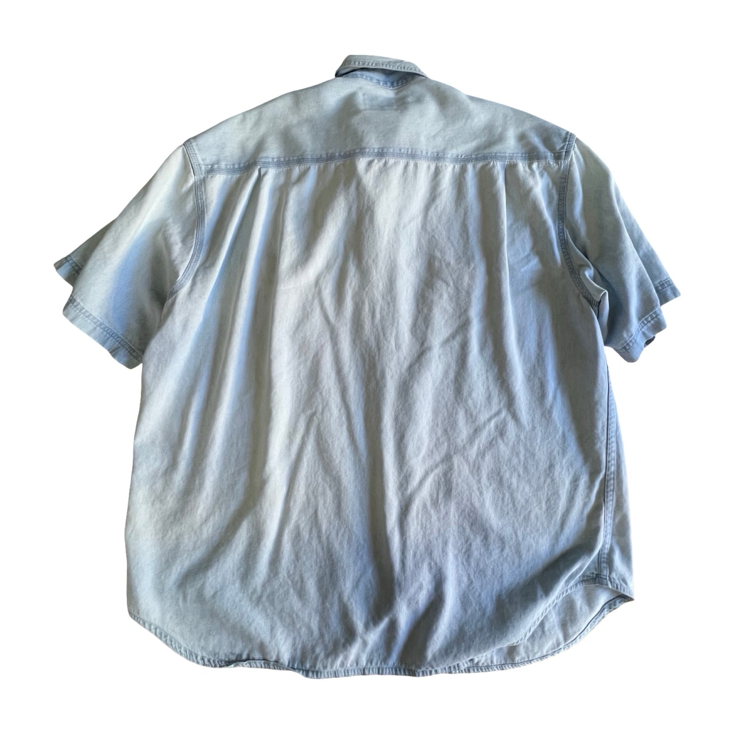 Vintage 90’s American Blue Oversized Faded Soft S/S Denim Shirt XXL