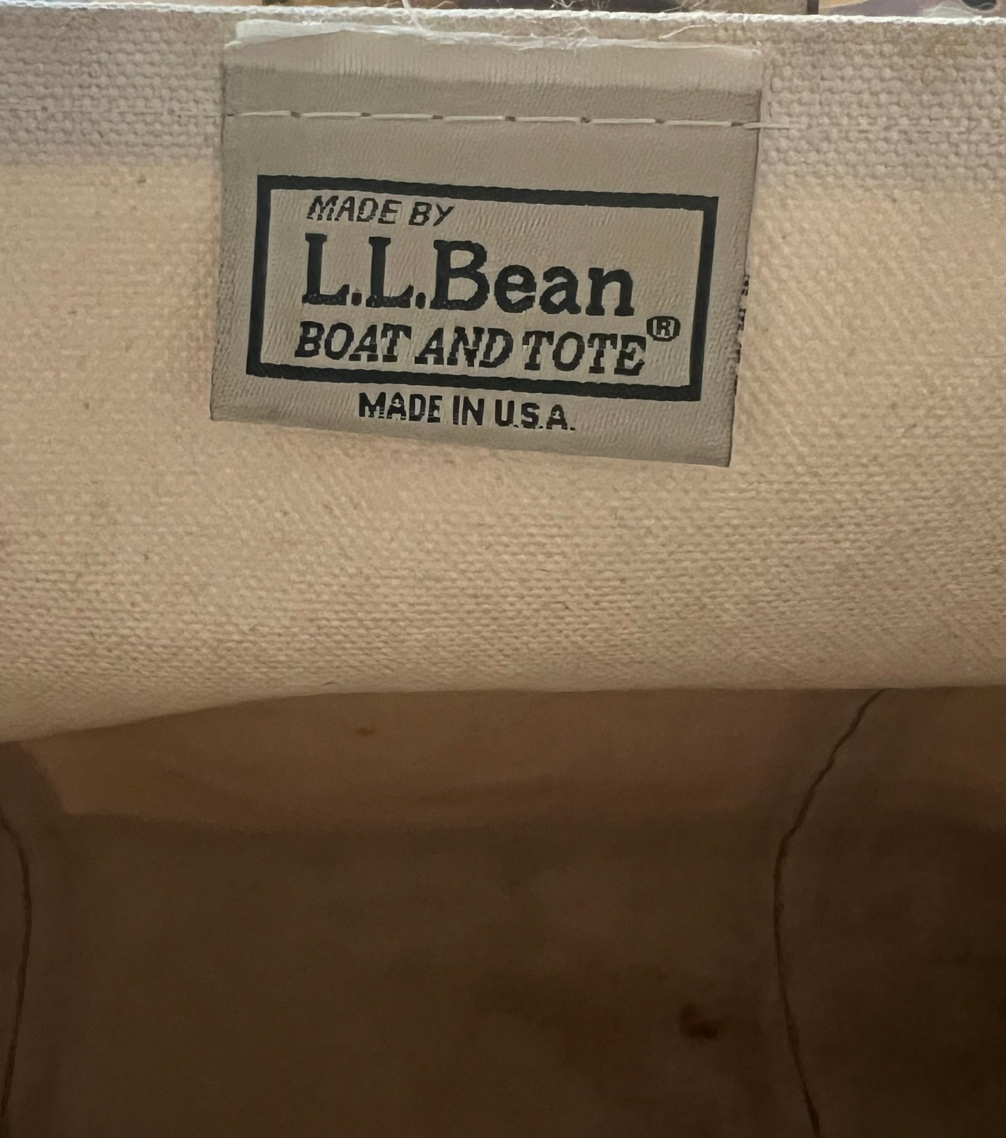 Vintage 80’s/90’s LL Bean Canvas Leather Handle Boat & Tote Worn Nice Patina