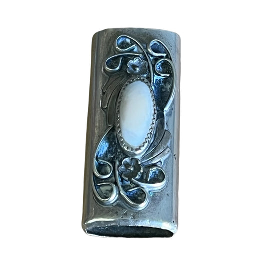Vintage Navajo Sterling Silver and Mother of Pearl Lighter Cover for mini Bic