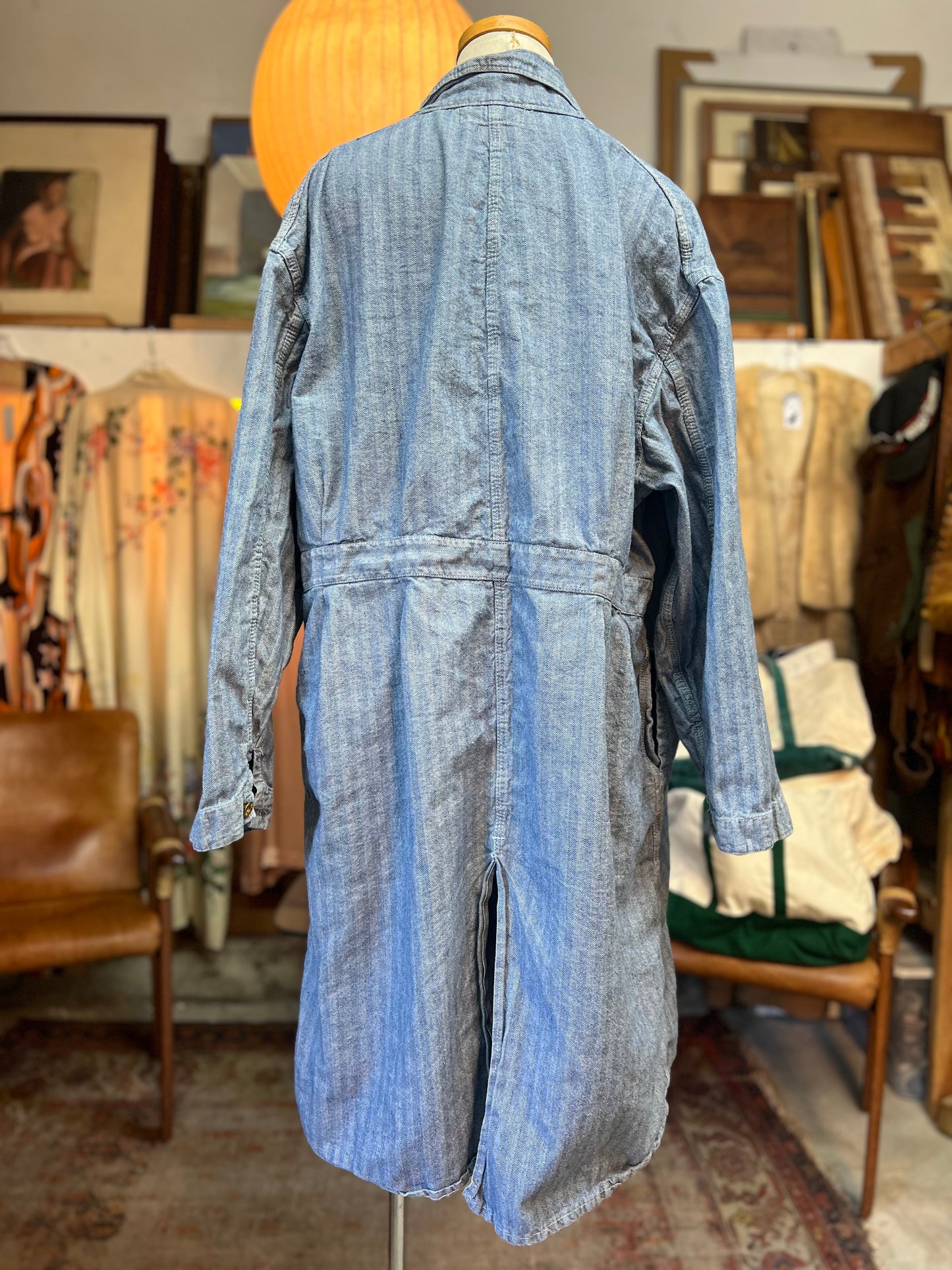 Vintage 1950’s Herringbone Twill Union Made Sanforized Denim Machinist Coat 50R