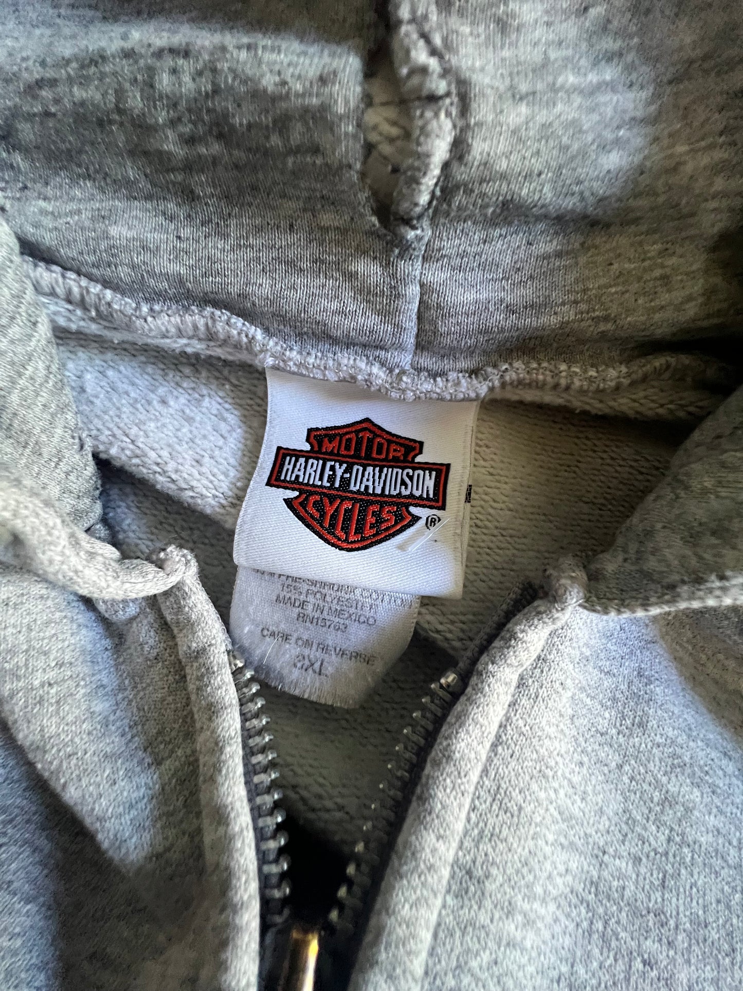 Vintage Heavily Distressed Oversized Harley Davidson Zip Hoodie 3XL