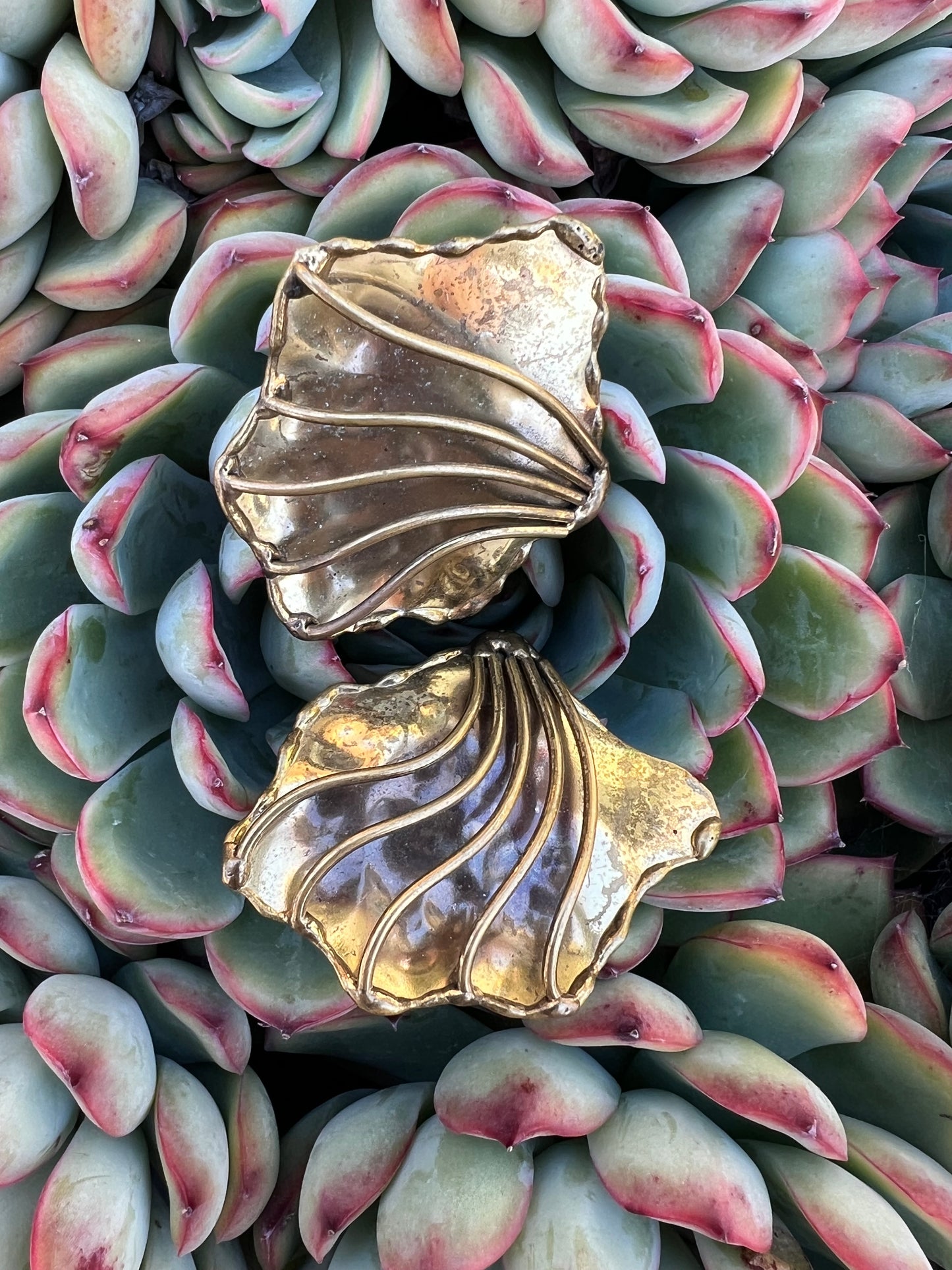 Vintage 80’s Modernist Brass Abstract Earrings