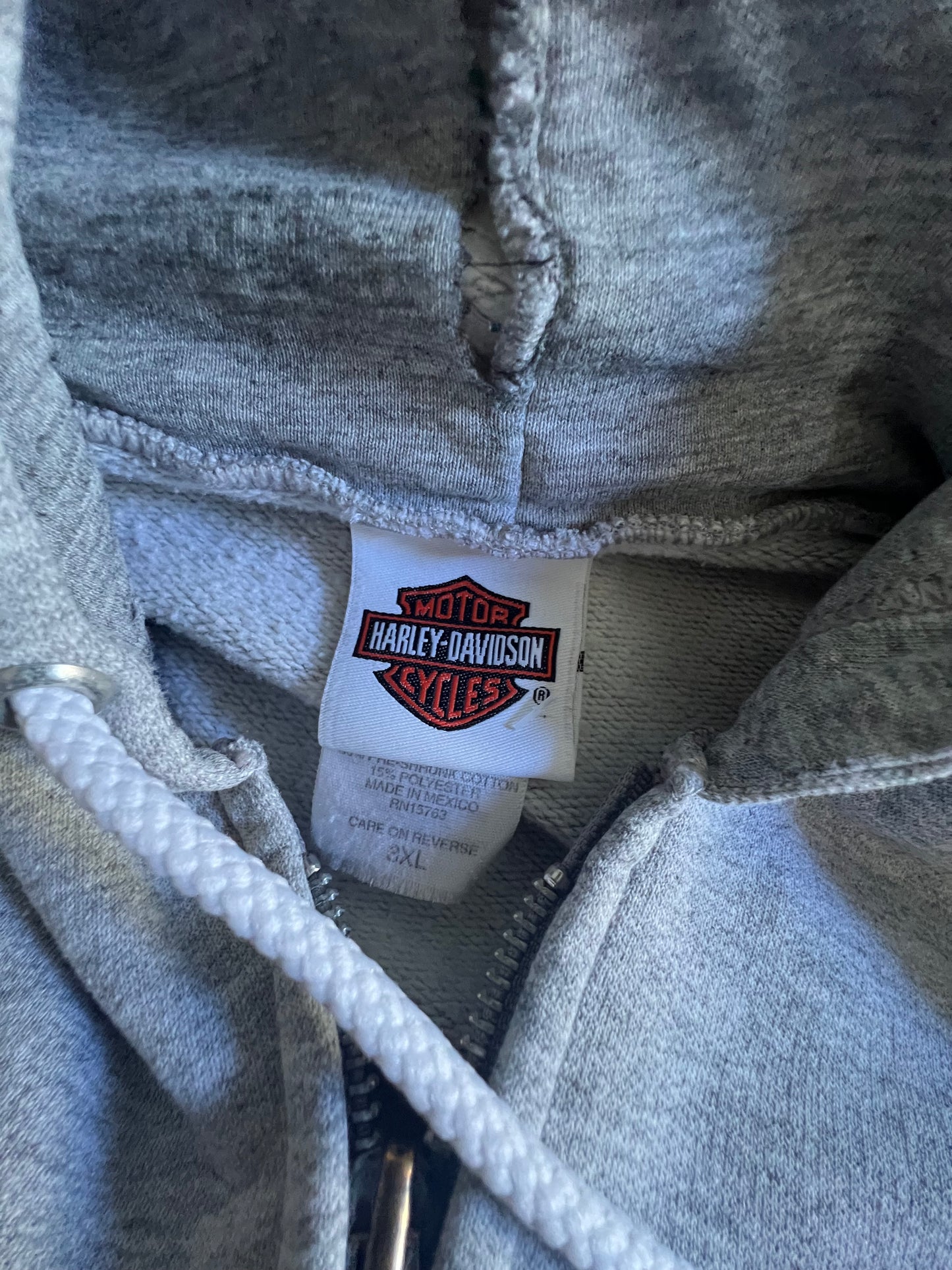 Vintage Heavily Distressed Oversized Harley Davidson Zip Hoodie 3XL