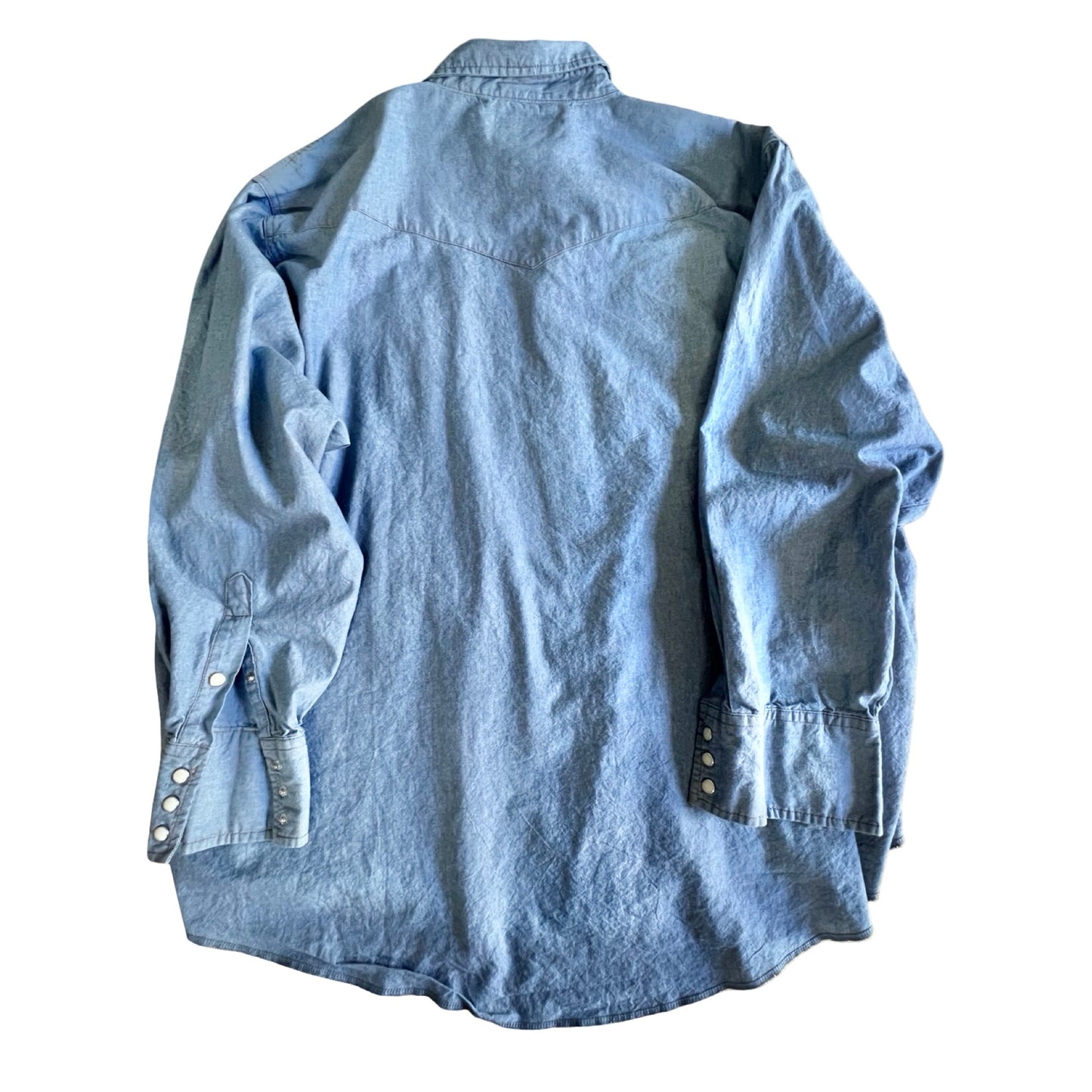 Vintage Oversized Wrangler Chambray Denim Pearl Snap Shirt 4XLT