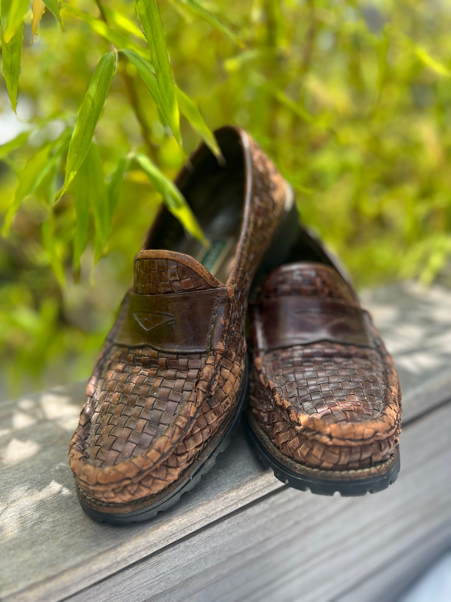 Vintage Cole Haan Woven Leather Loafers Worn to Perfection 7